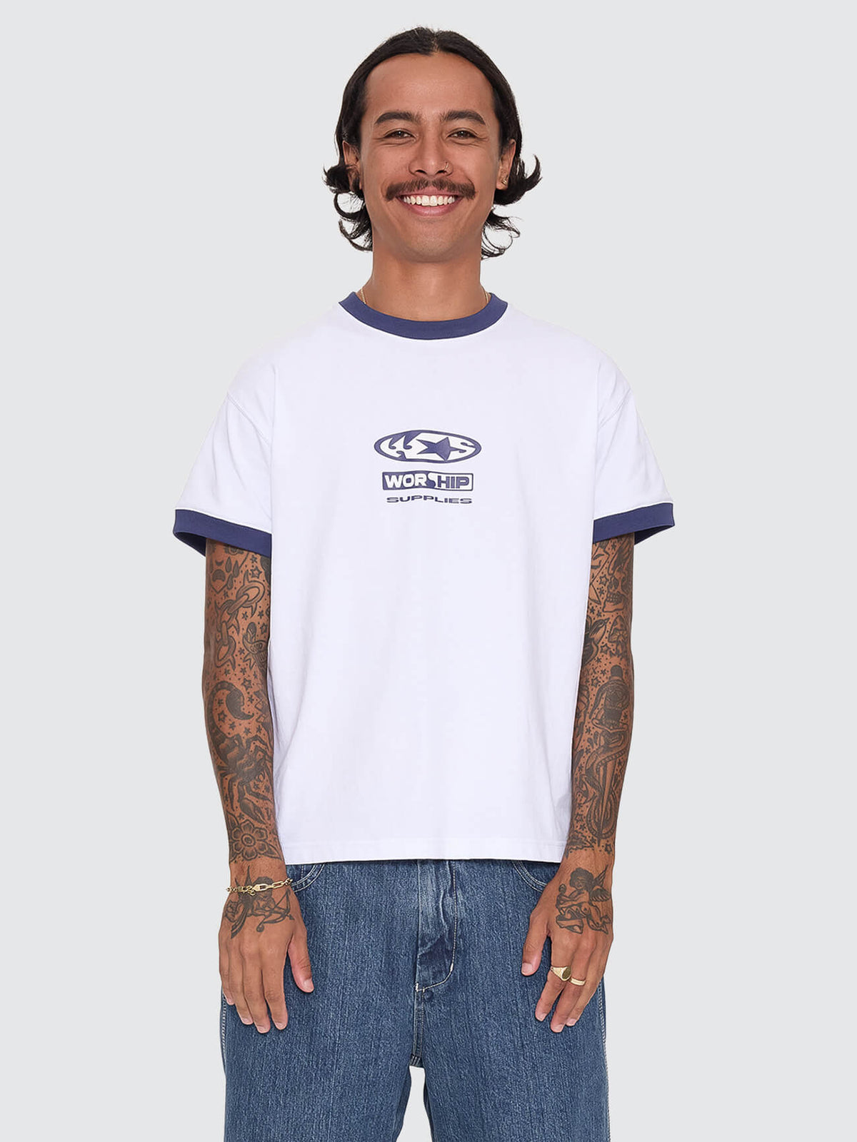 Synth Fitted Ringer Tee - White XXS