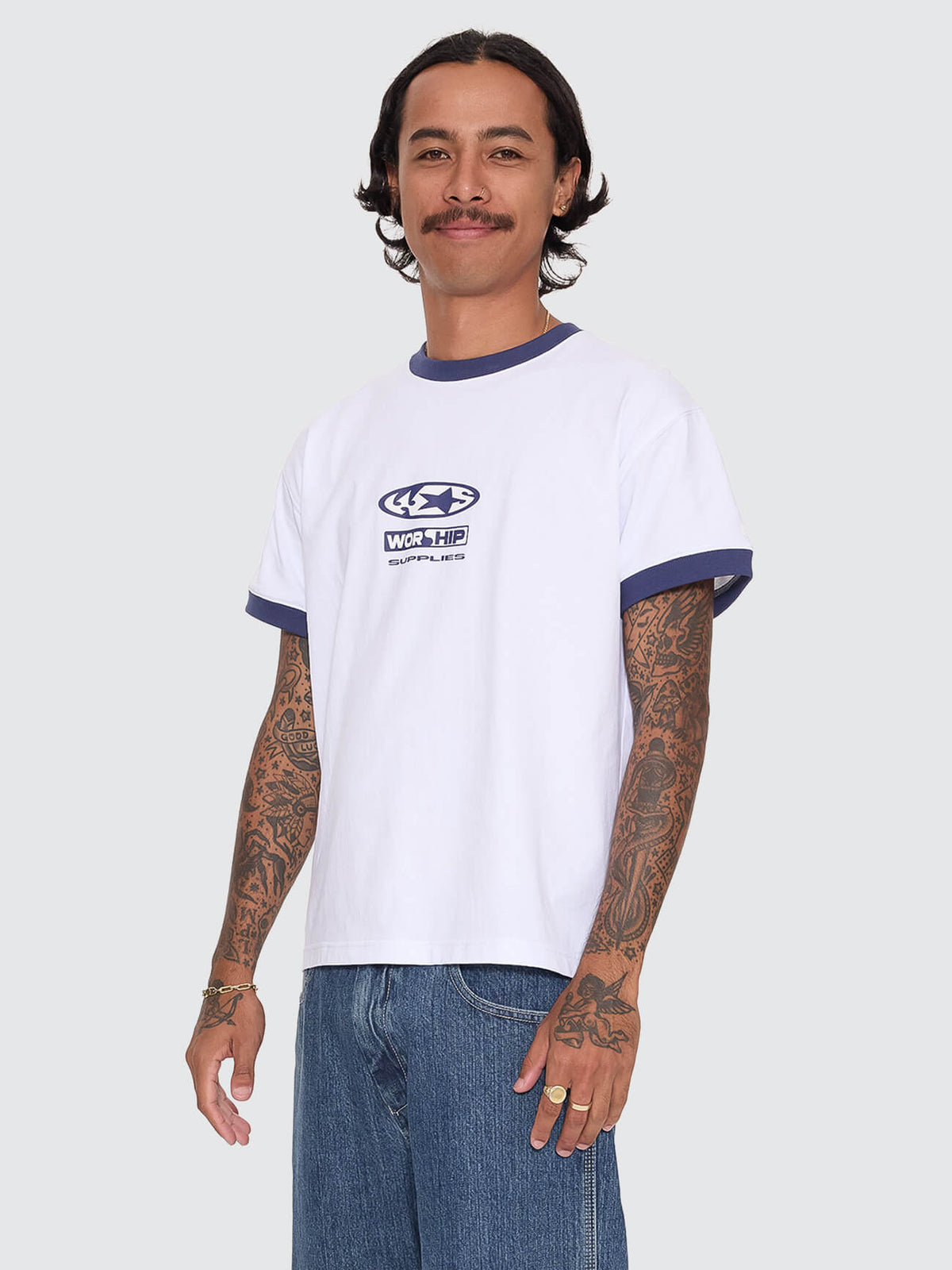 Synth Fitted Ringer Tee - White XXS