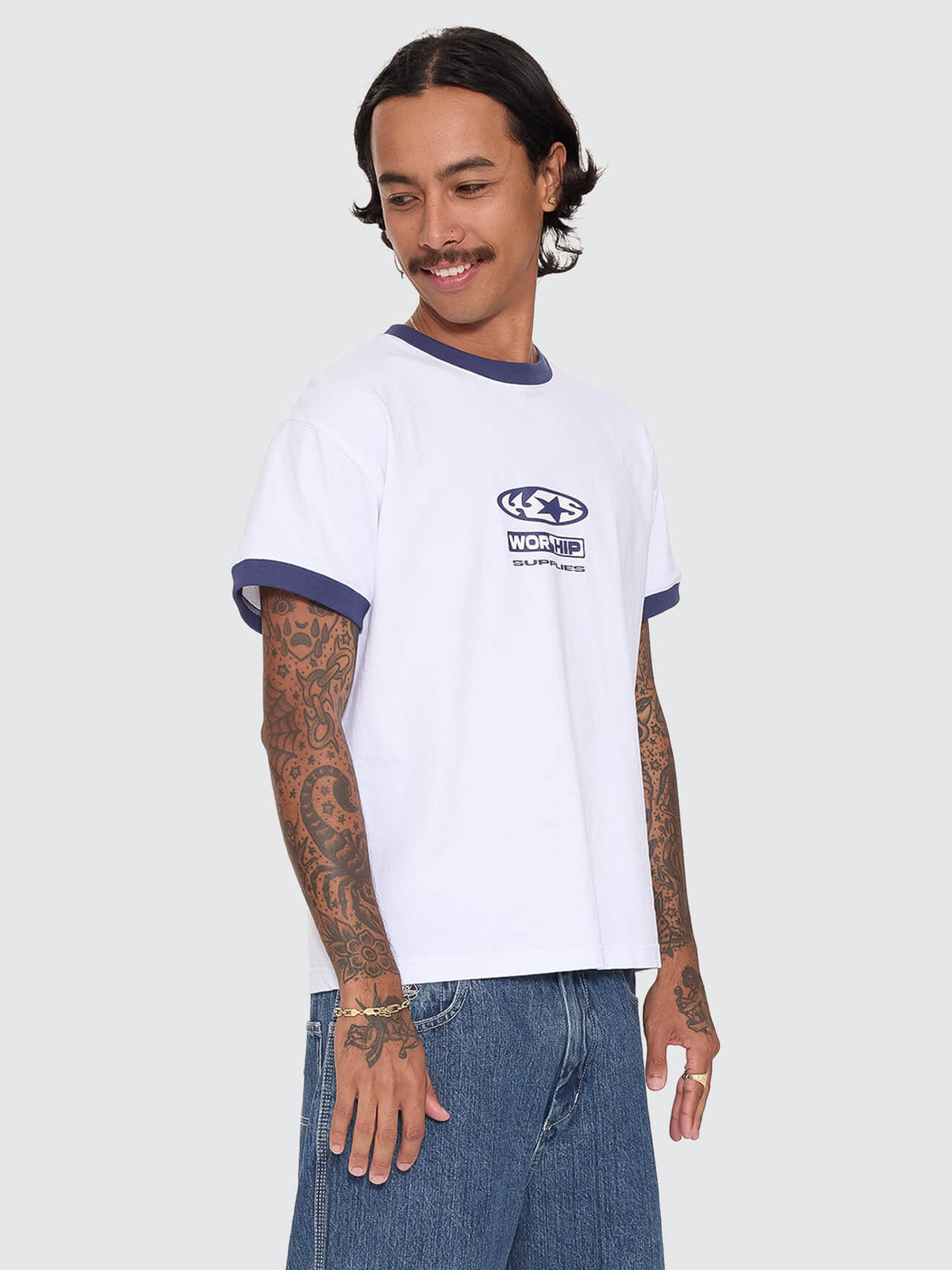 Synth Fitted Ringer Tee - White XXS