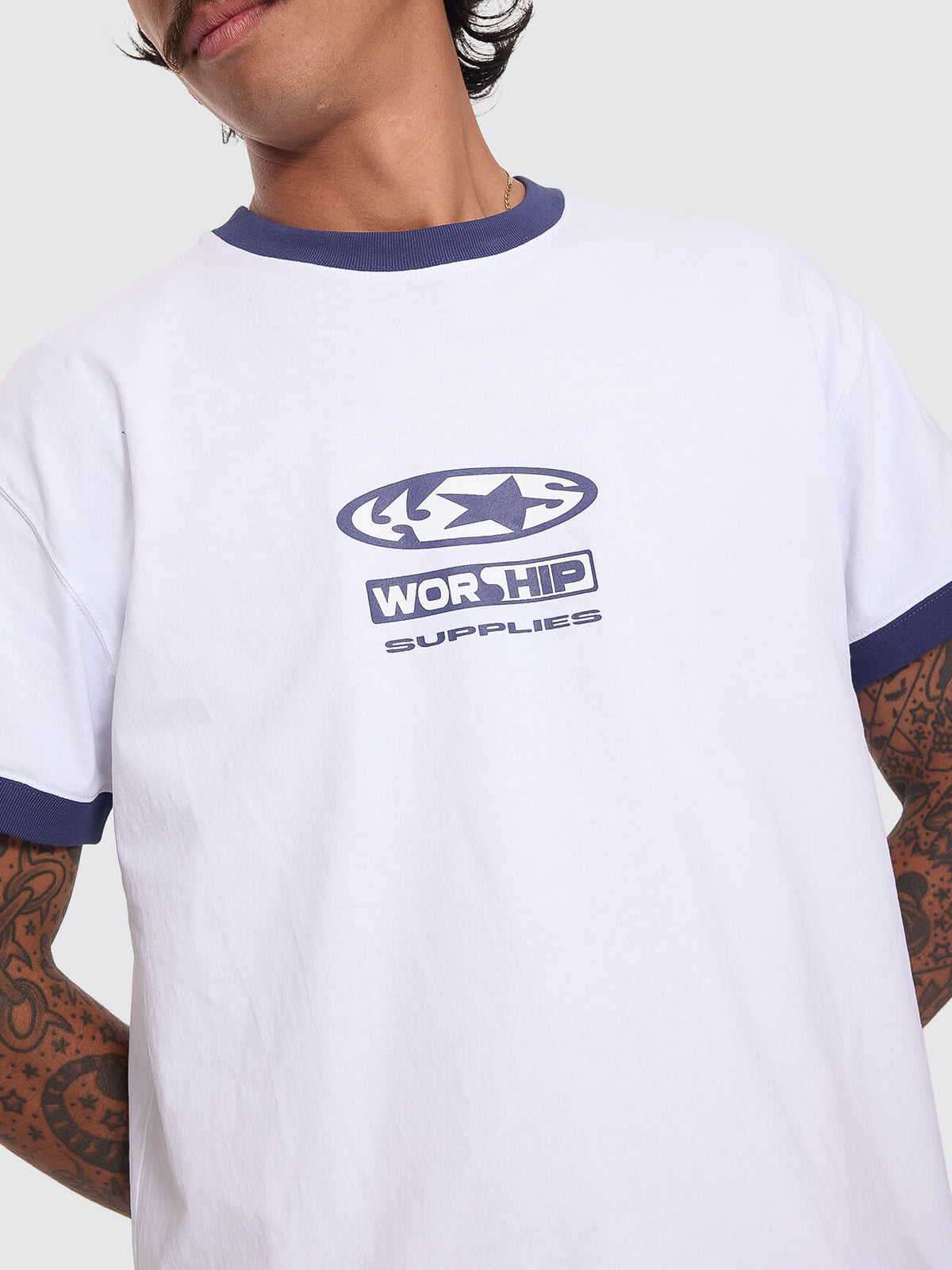 Synth Fitted Ringer Tee - White XXS