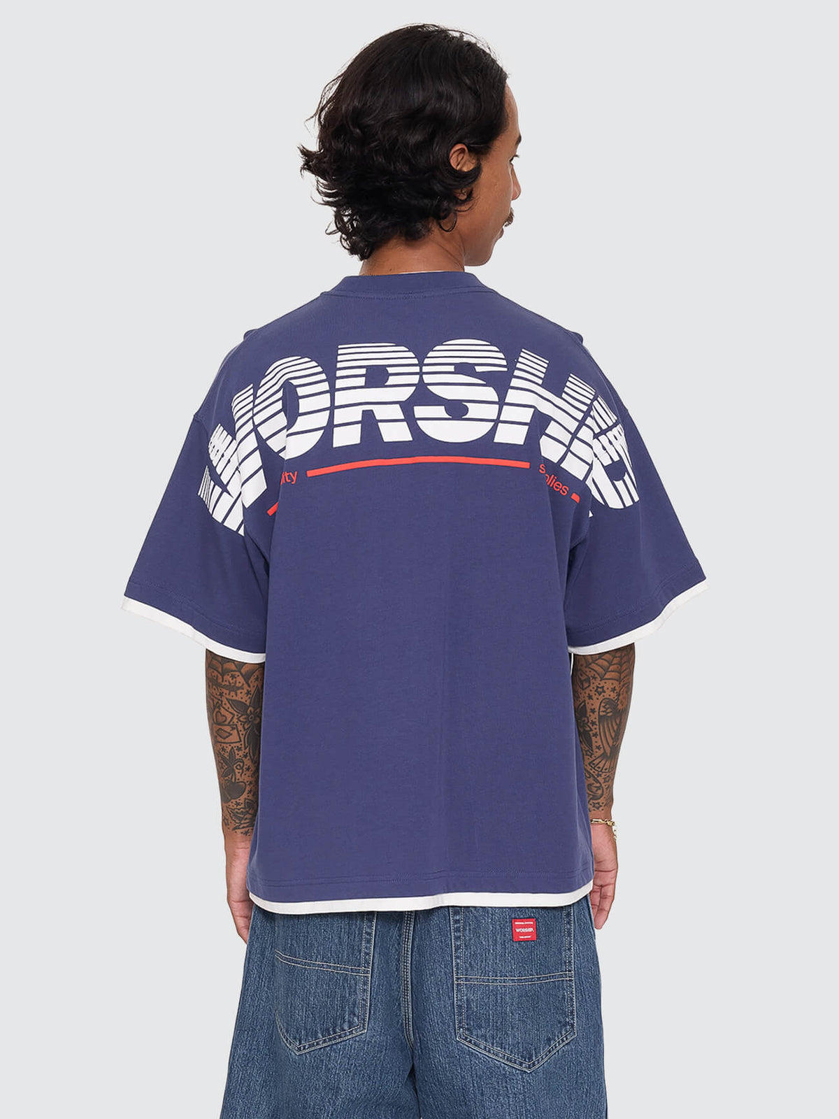 Half Court Box Crop Layer Tee - Medieval Blue XS