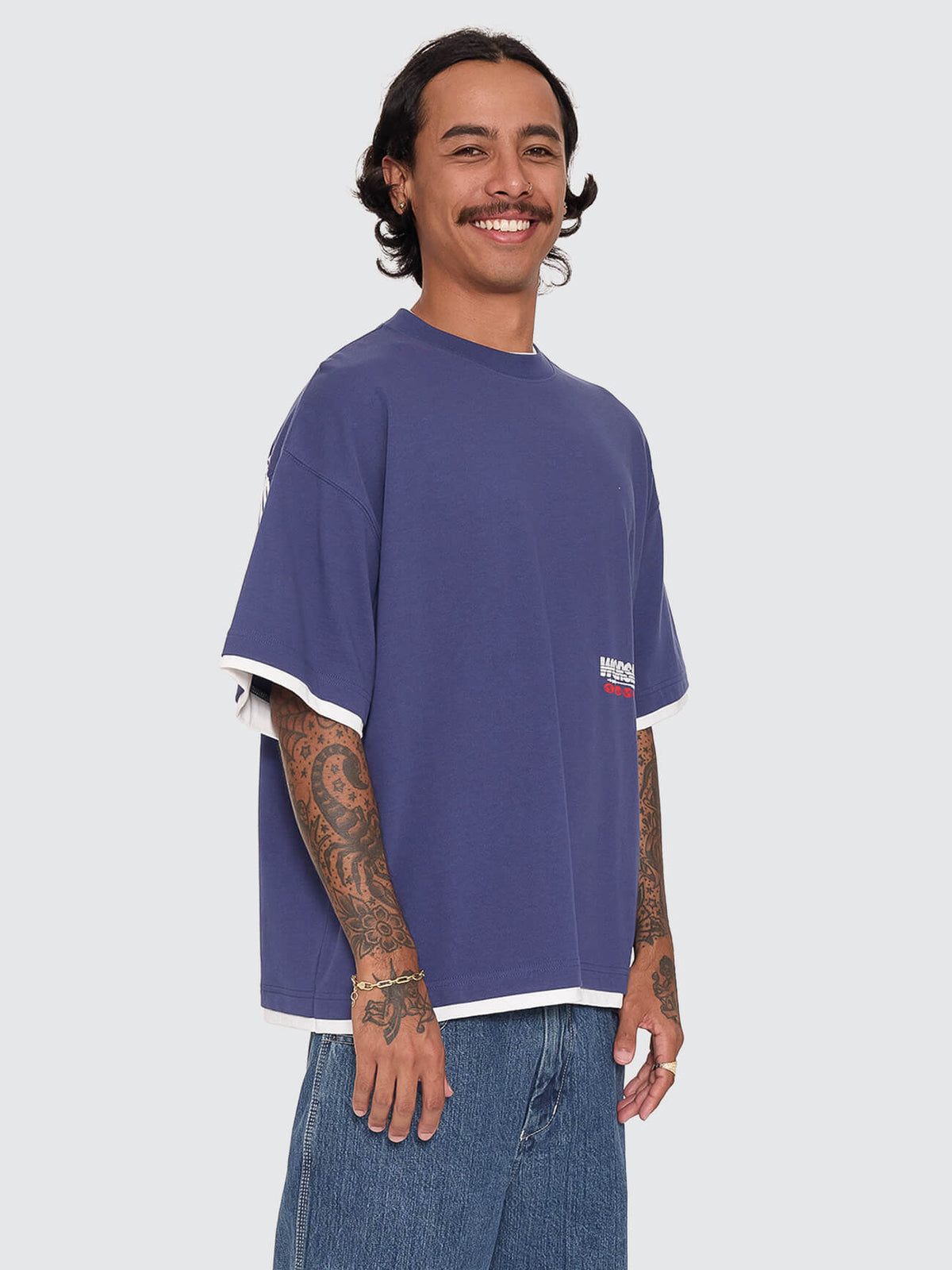 Half Court Box Crop Layer Tee - Medieval Blue XS