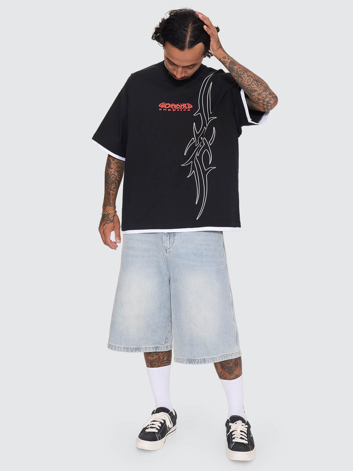 Pitted Box Crop Layer Tee - Black XXS