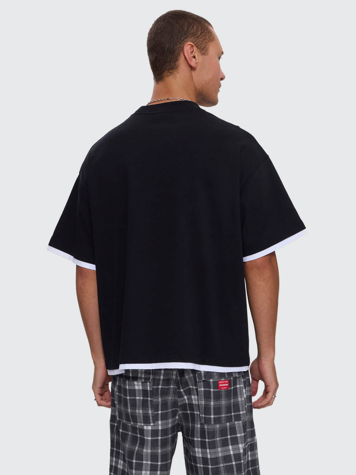 Pitted Box Crop Layer Tee - Black XXS