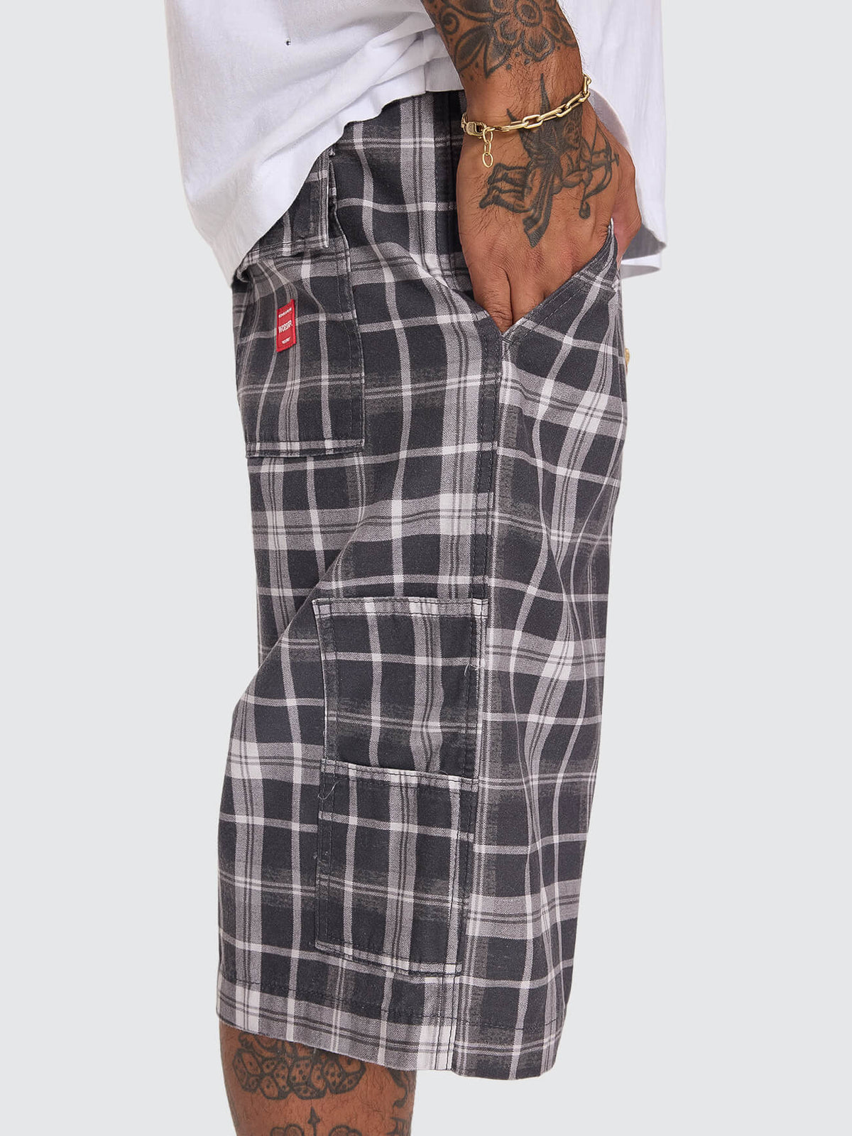 Overdue Fatigue Short - Charcoal Check 26