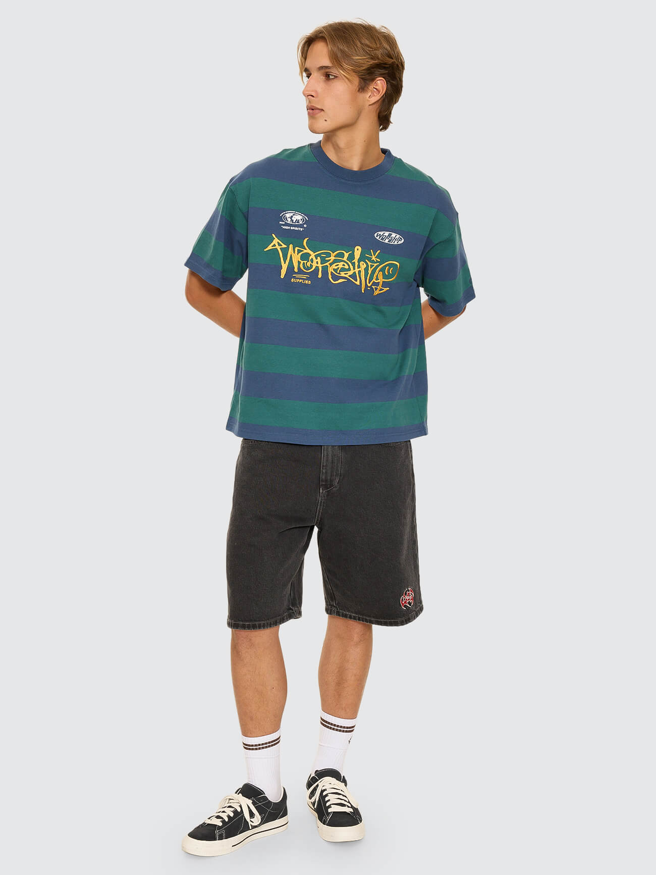 Graf Stripe Oversize Tee - Blue