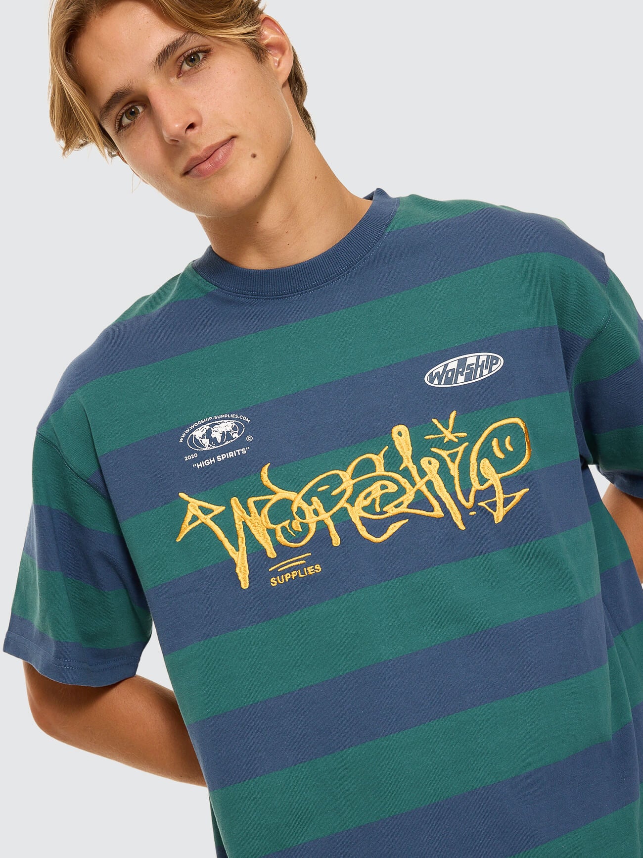 Graf Stripe Oversize Tee - Blue