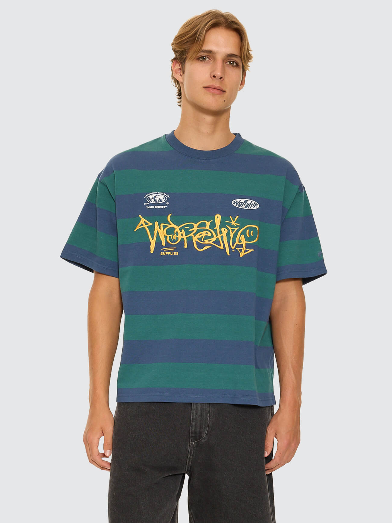Graf Stripe Oversize Tee - Blue