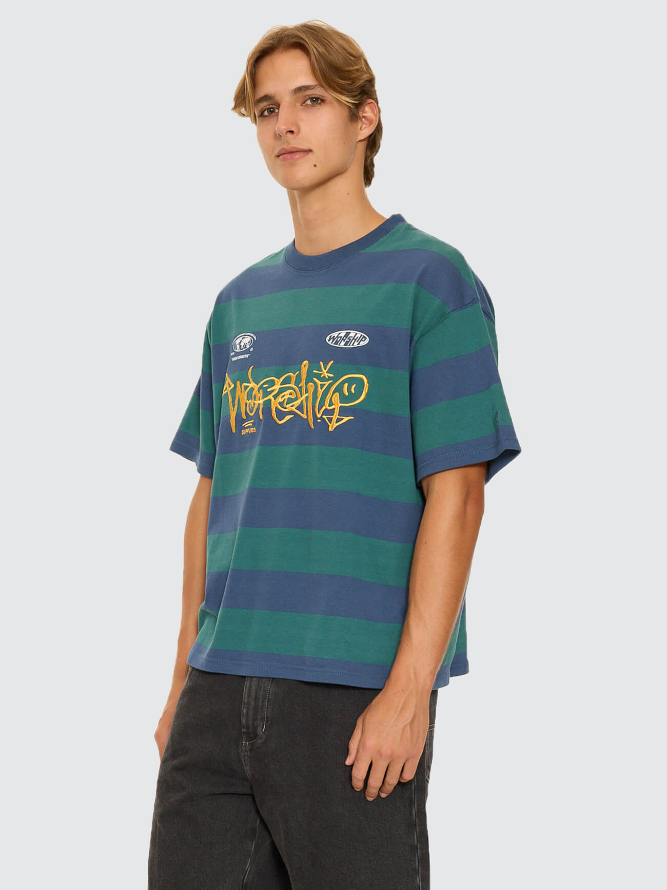 Graf Stripe Oversize Tee - Blue
