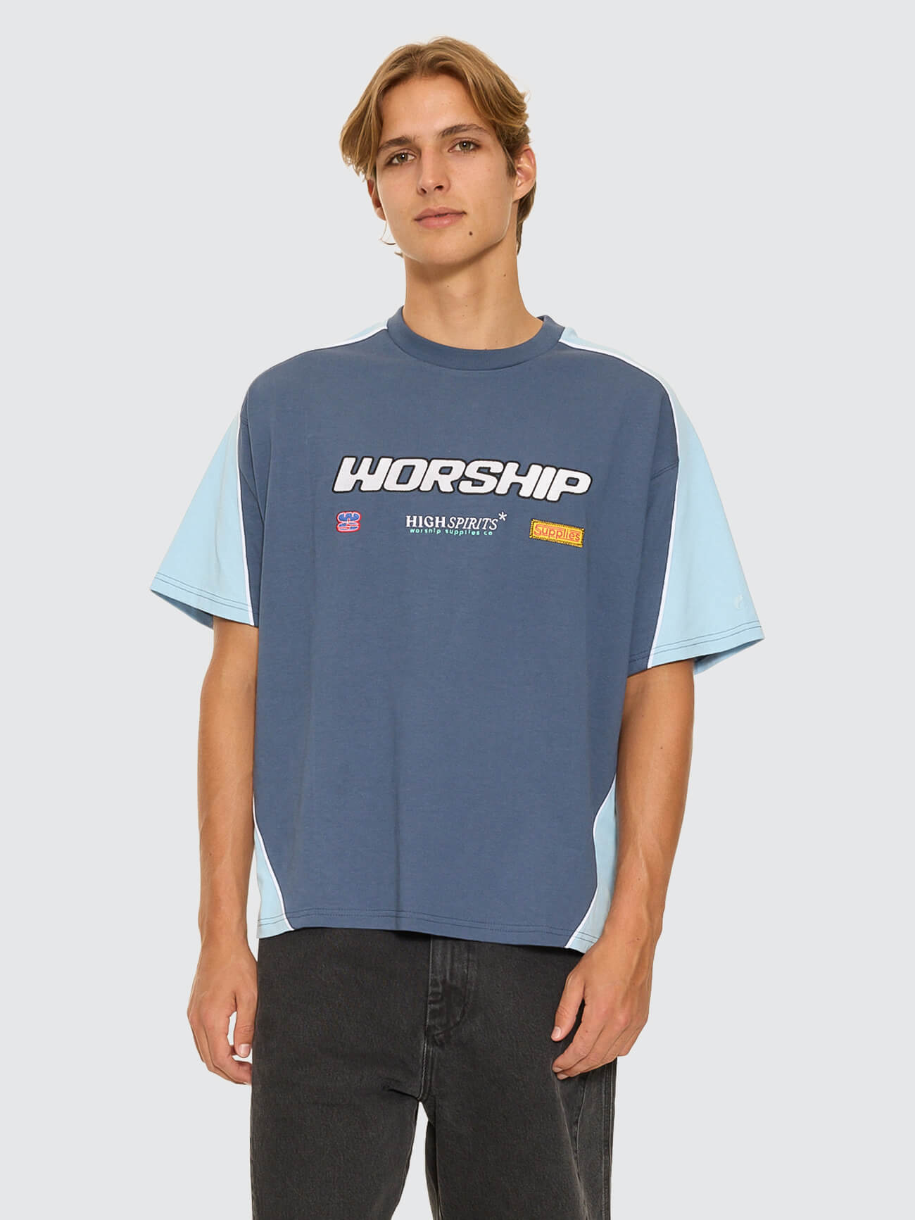 Panorama Oversize Panel Tee - Blue