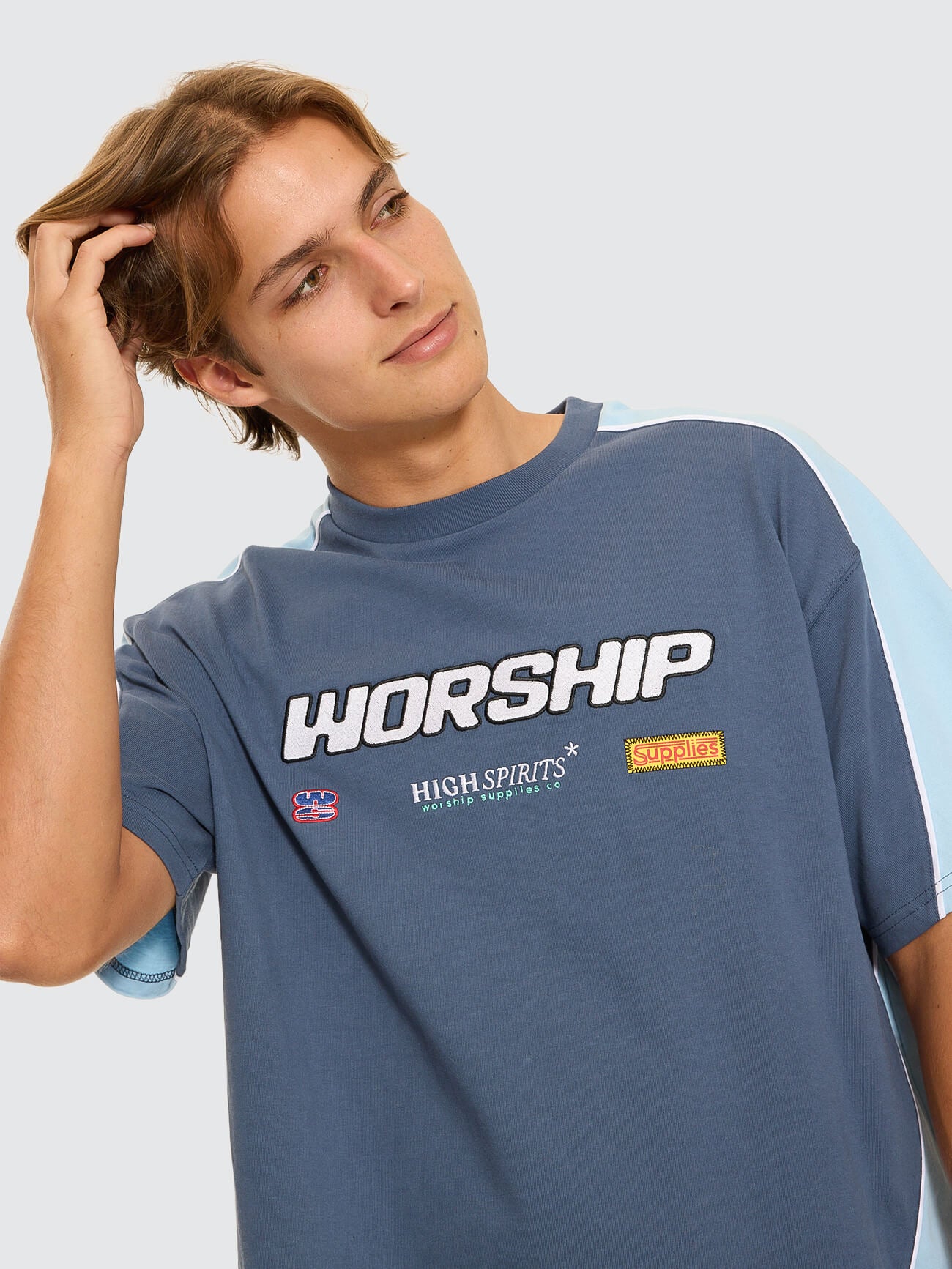 Panorama Oversize Panel Tee - Blue