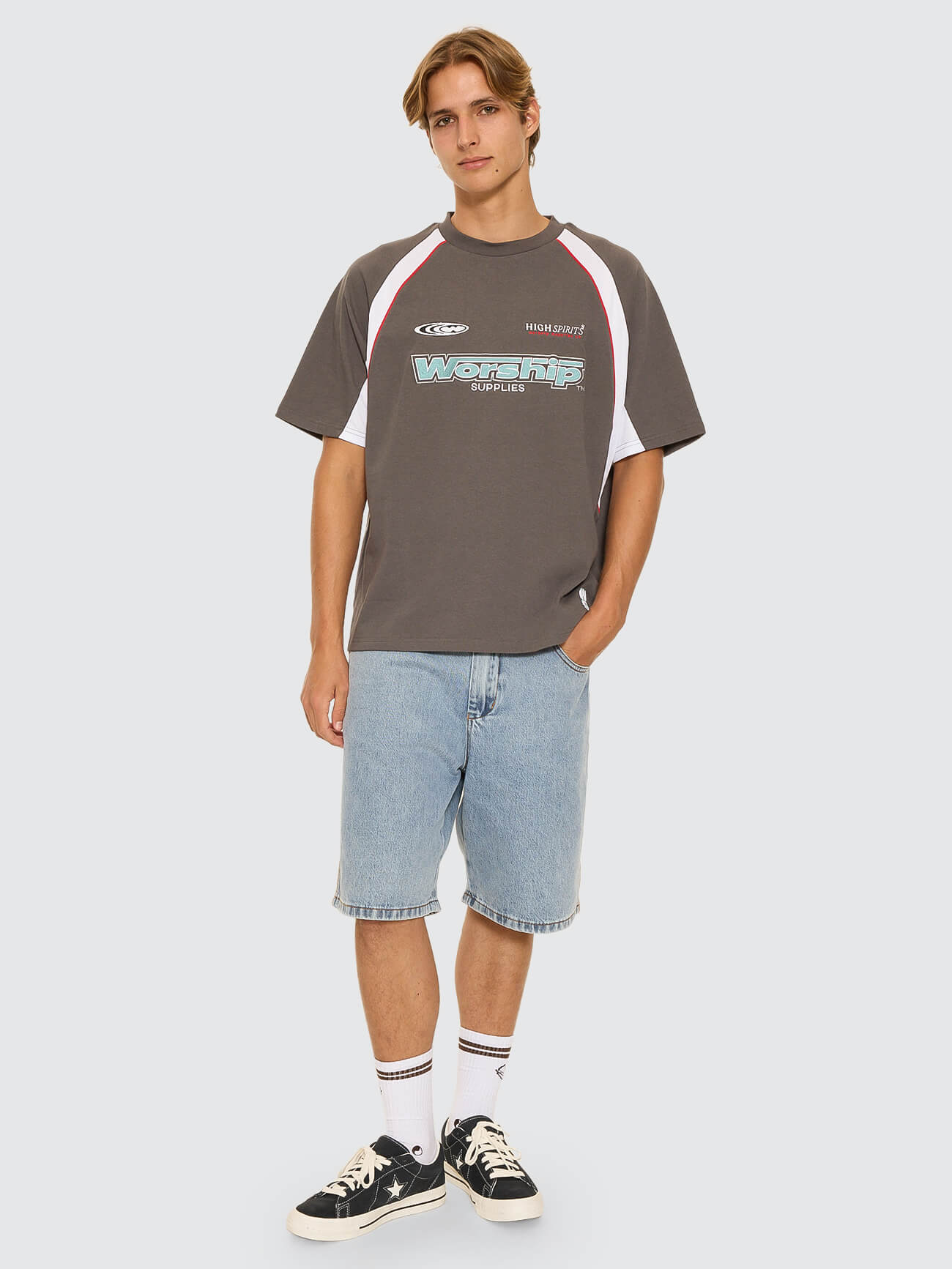 Burner Oversize Raglan Panel Tee - Worn Black