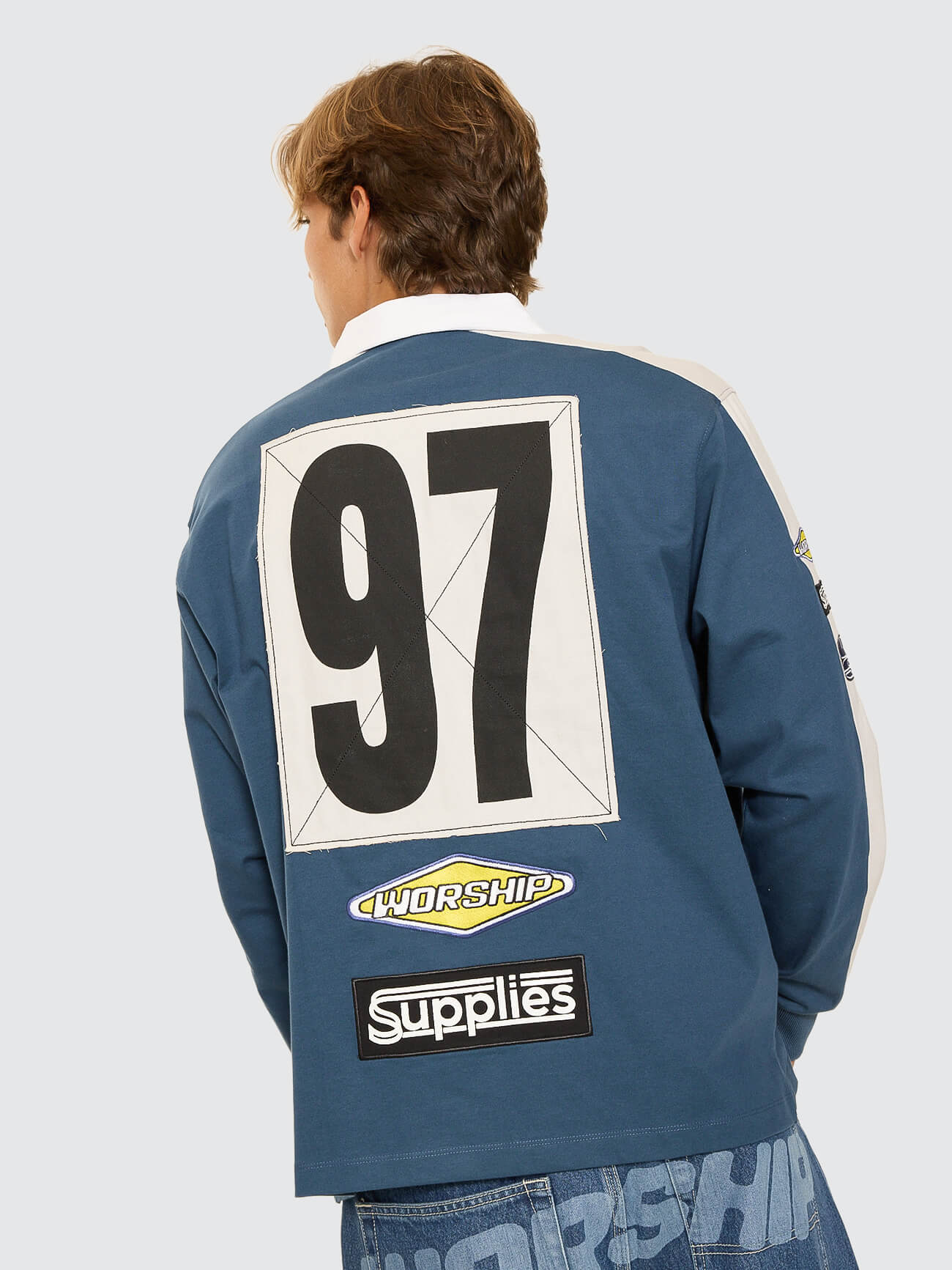 Burner Long Sleeve Rugby Polo - Blue