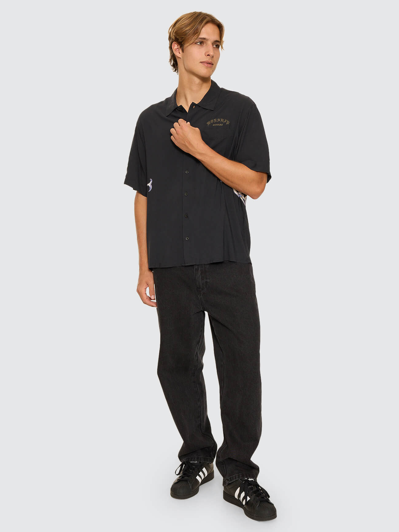 Ned Short Sleeve Shirt - Washed Black