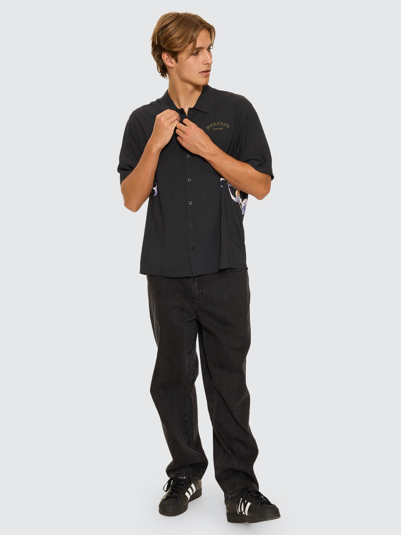 Ned Short Sleeve Shirt - Washed Black