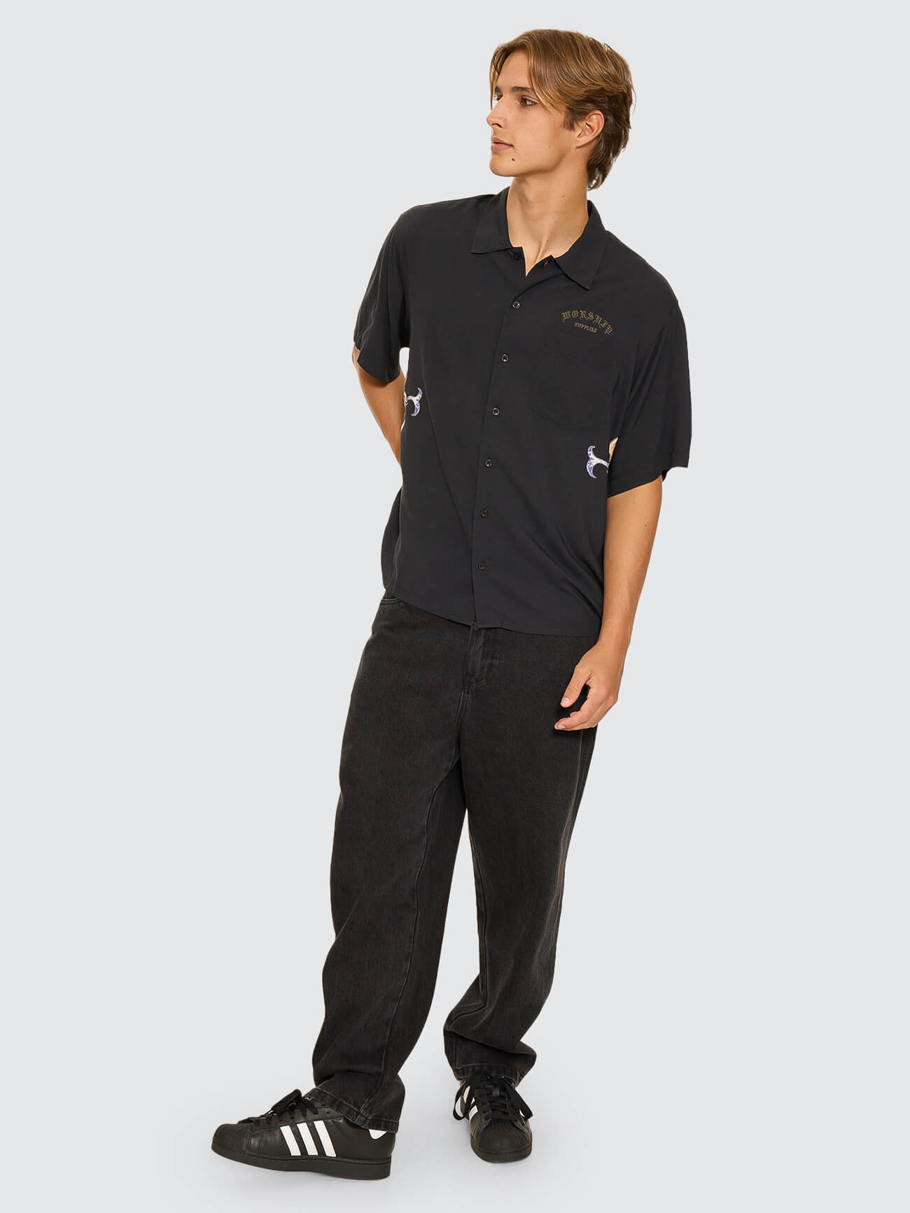 Ned Short Sleeve Shirt - Washed Black