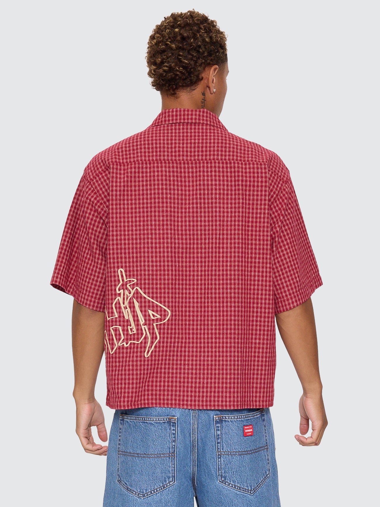 Spray Box Crop Short Sleeve Shirt - Burgundy