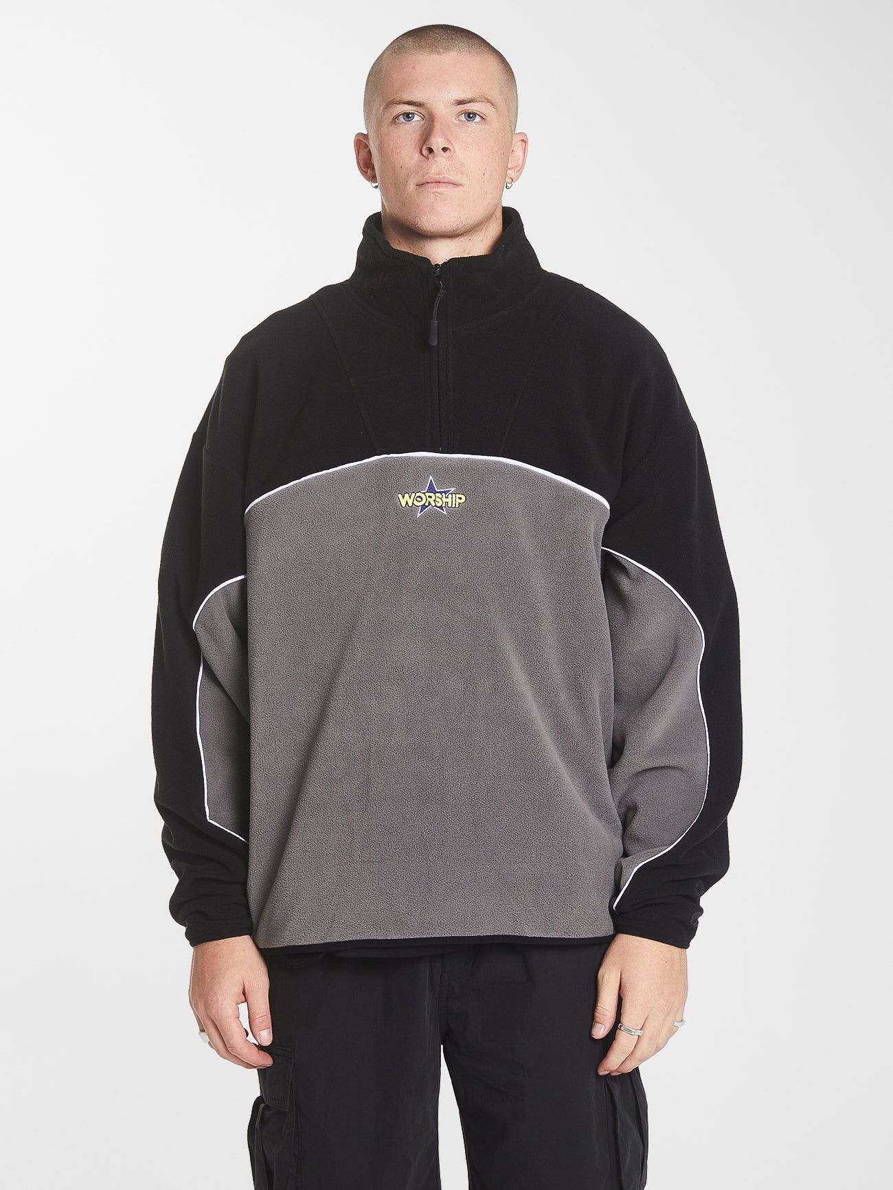 Margarine Quarter Zip Polar Fleece - Black XS