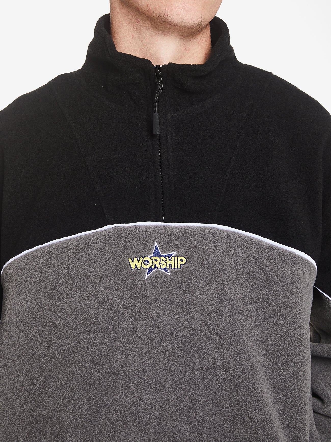 Margarine Quarter Zip Polar Fleece - Black XS