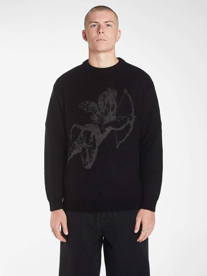 Cherub Brushed Crew Knit - Black XS