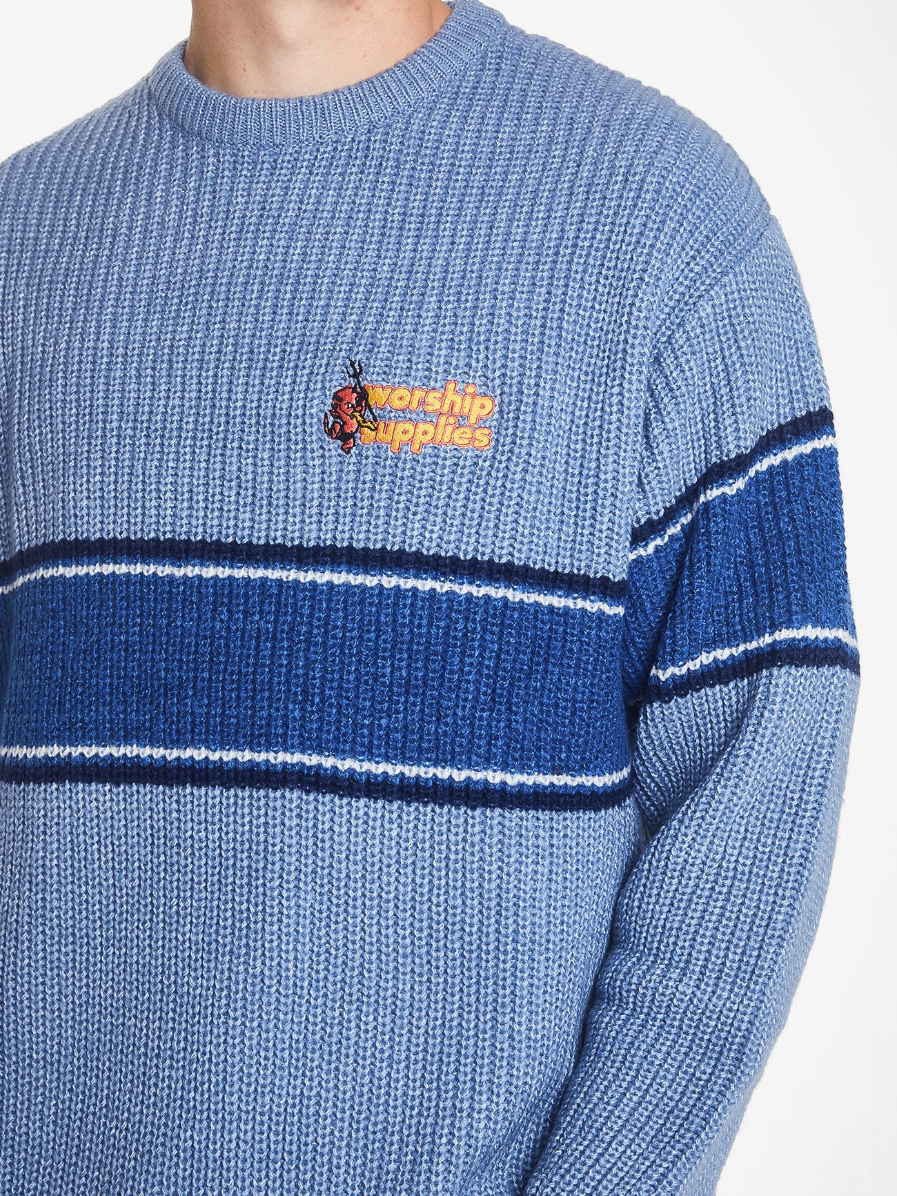 Inferno Thick Gauge Knit Crew - Columbian Blue XS