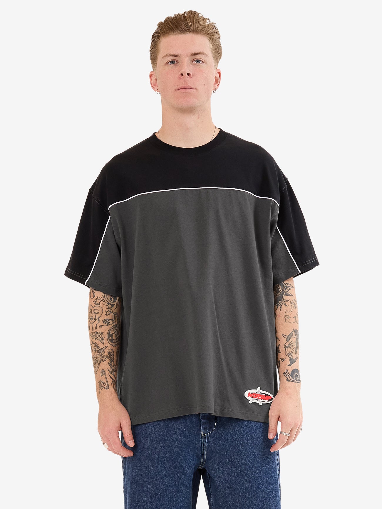 Striker Paneled Oversize Tee - Black