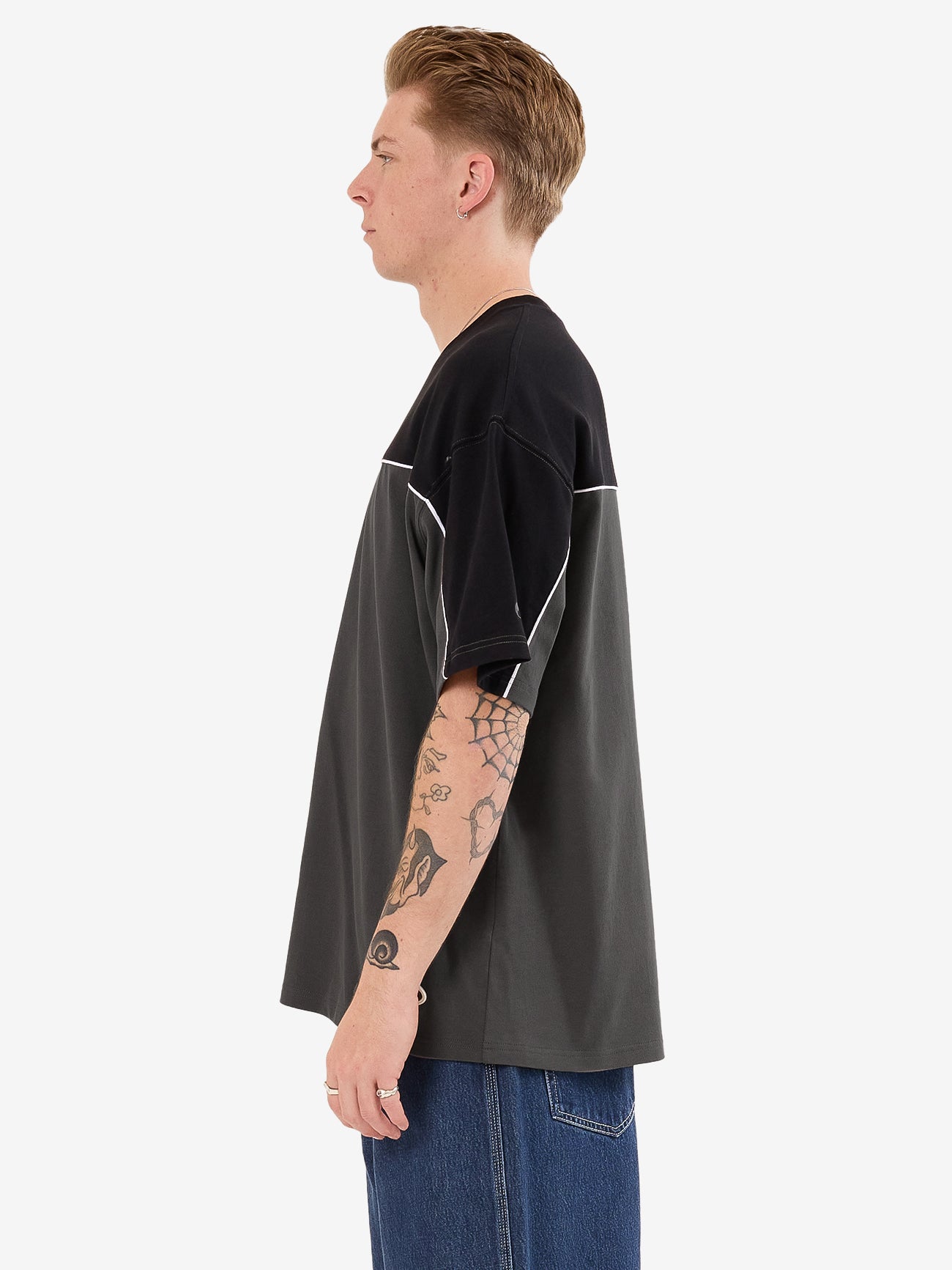 Striker Paneled Oversize Tee - Black