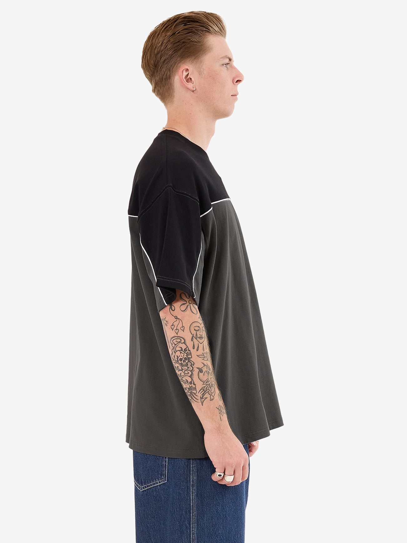 Striker Paneled Oversize Tee - Black