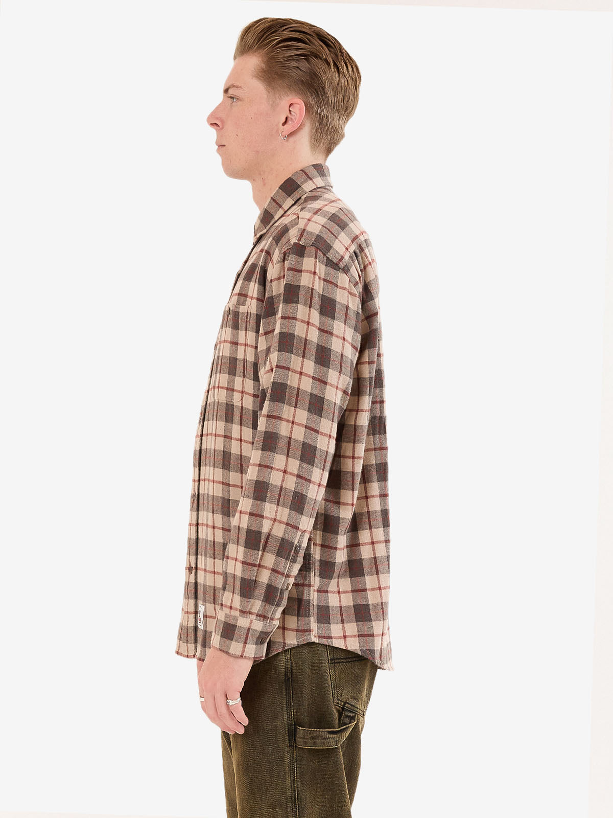 Maybe Today Long Sleeve Flannel Shirt - Grey