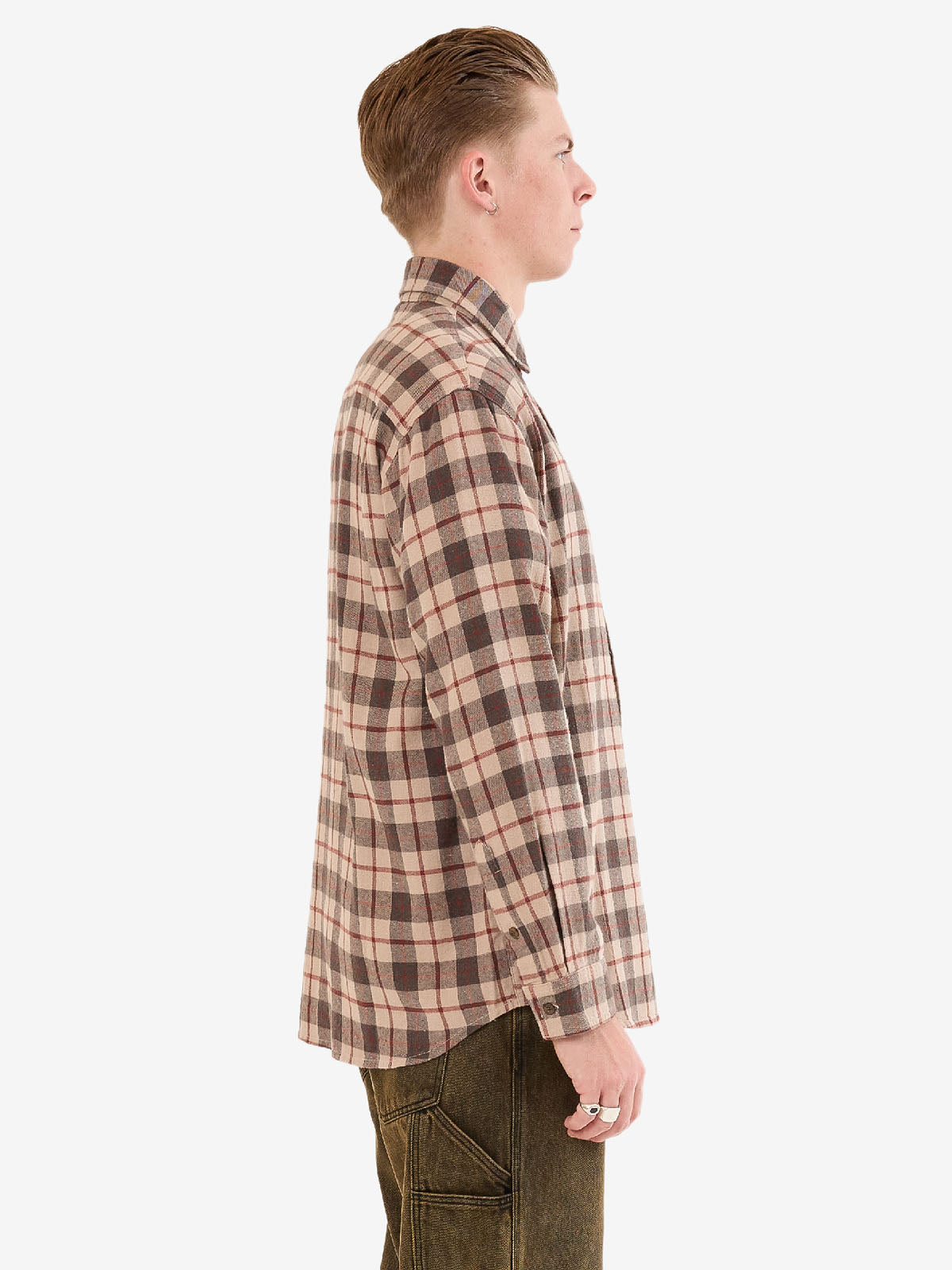 Maybe Today Long Sleeve Flannel Shirt - Grey