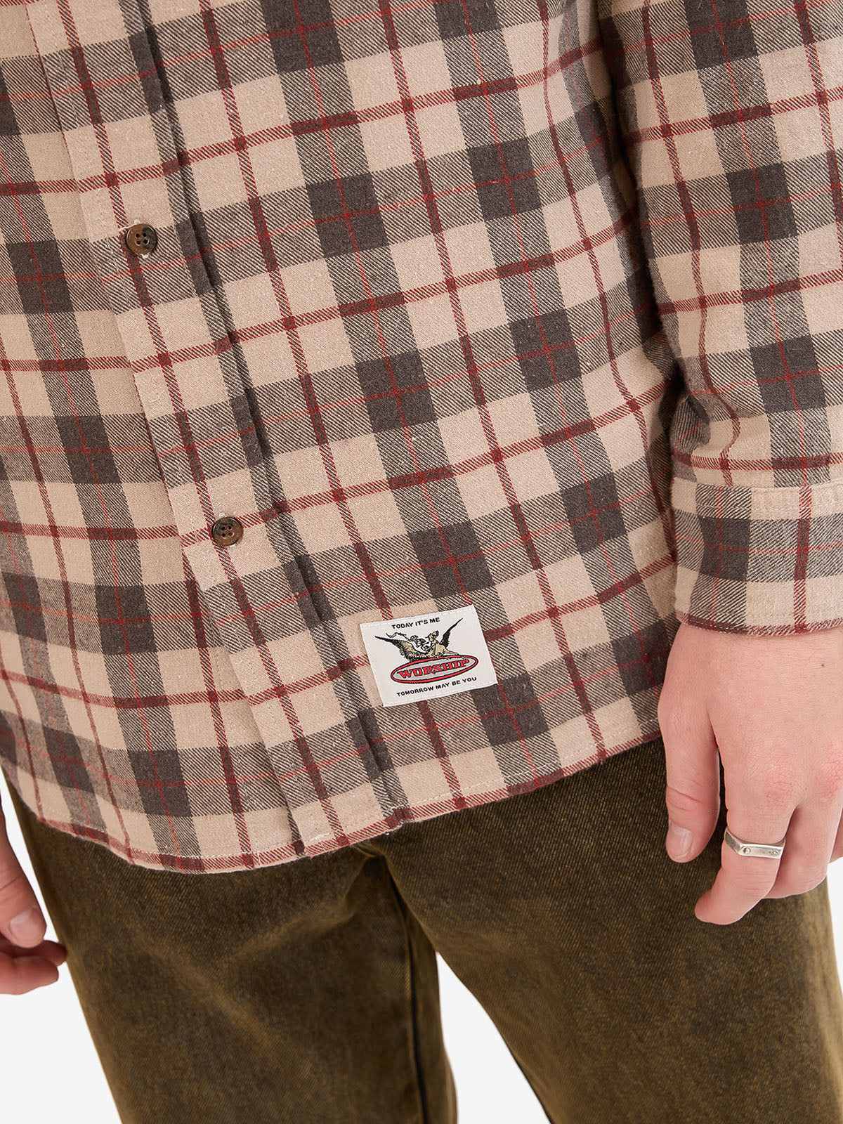 Maybe Today Long Sleeve Flannel Shirt - Grey