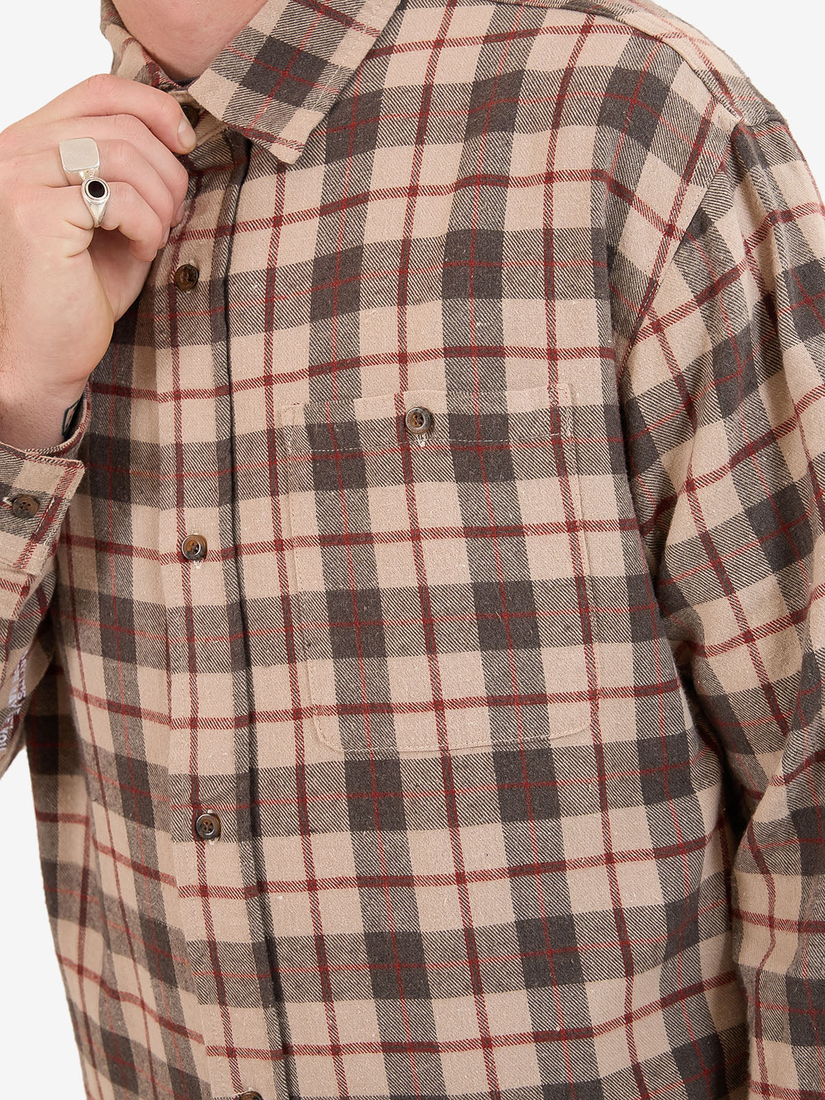 Maybe Today Long Sleeve Flannel Shirt - Grey