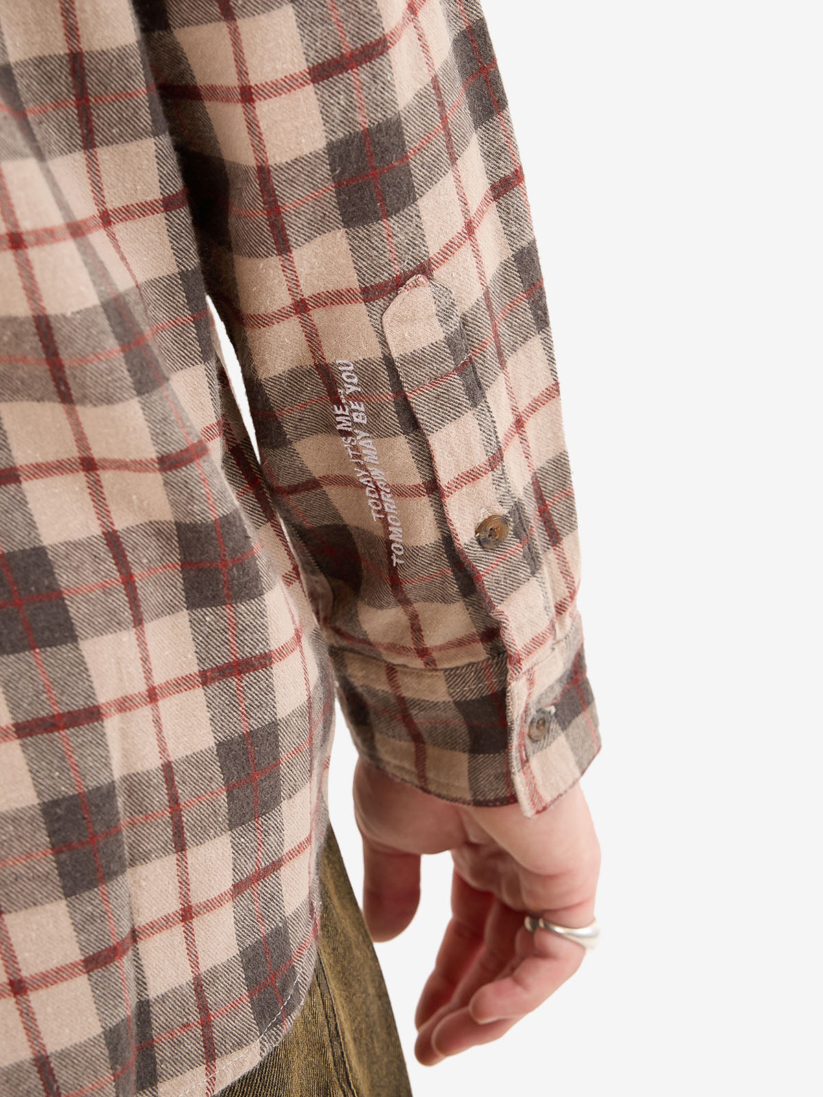 Maybe Today Long Sleeve Flannel Shirt - Grey