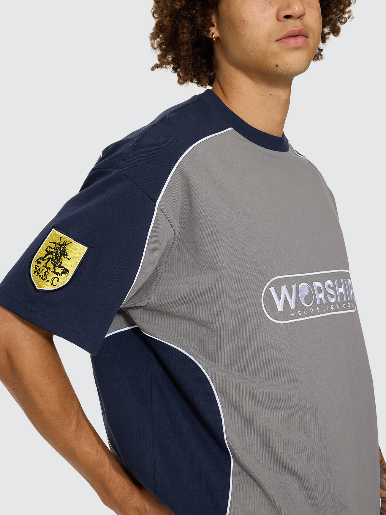 Sideline Oversize Panel Tee - Steel Grey - Black Iris XS