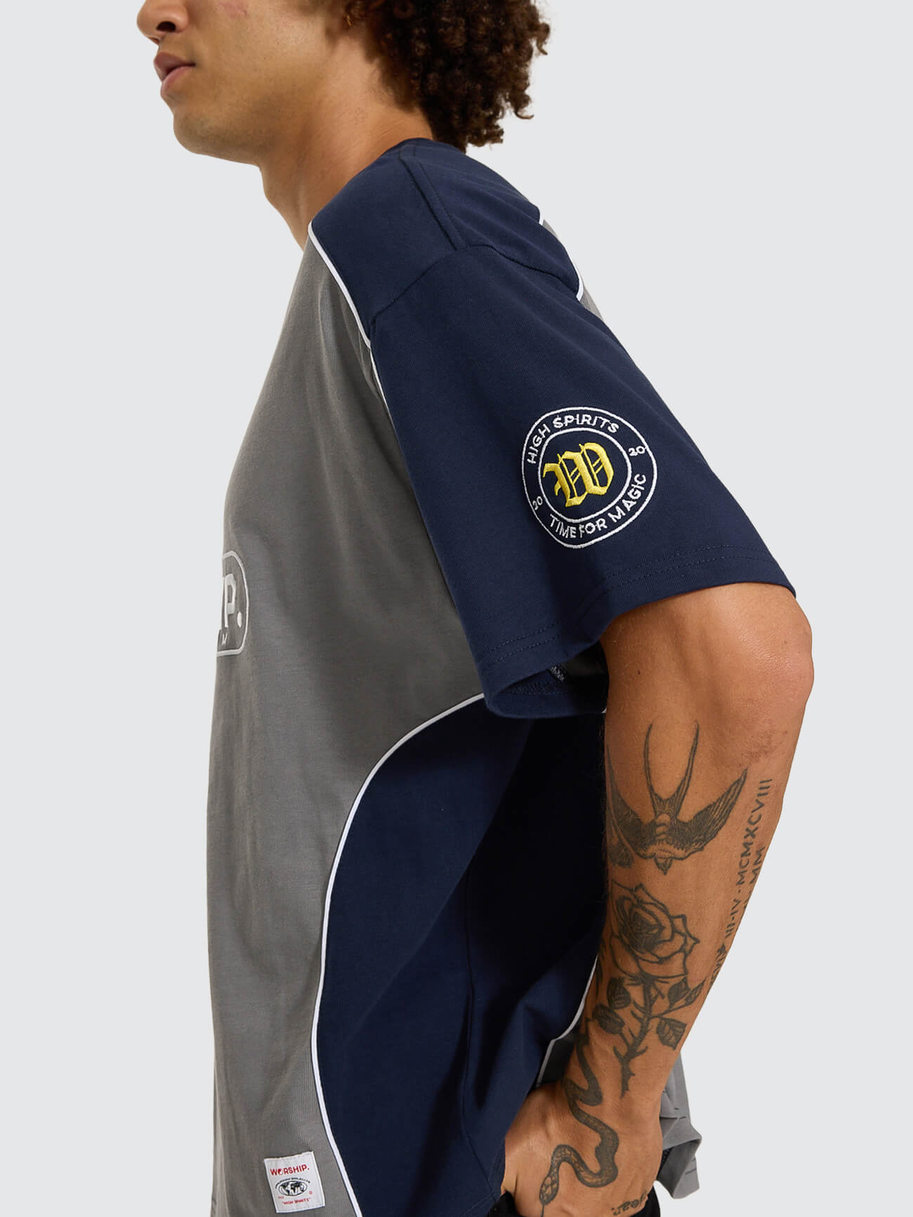 Sideline Oversize Panel Tee - Steel Grey - Black Iris XS