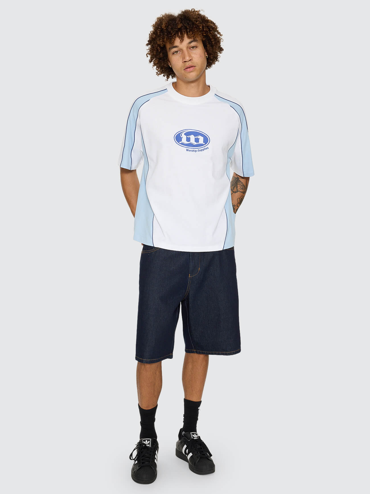 Morality Box Crop Panel Raglan Tee - White XS