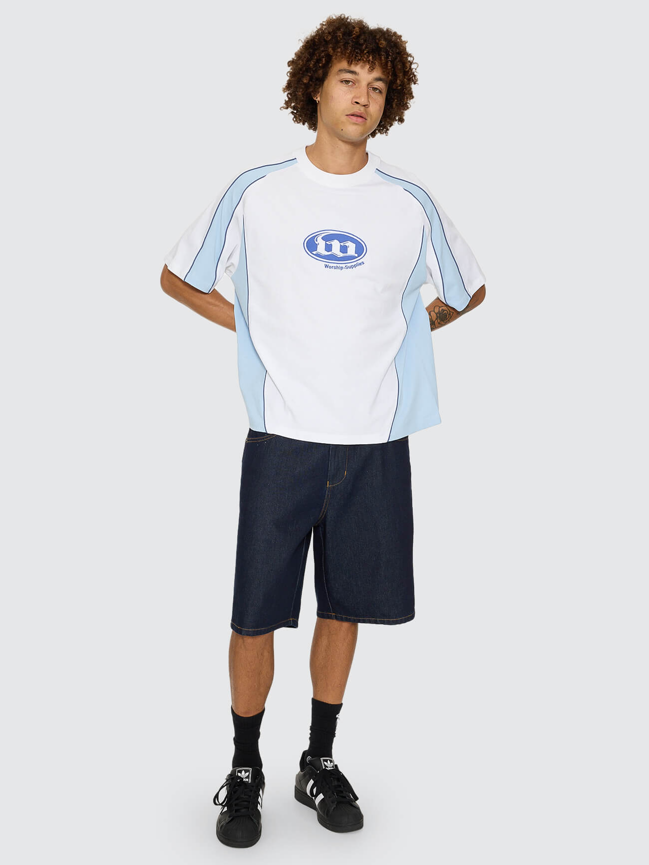Morality Box Crop Panel Raglan Tee - White XS