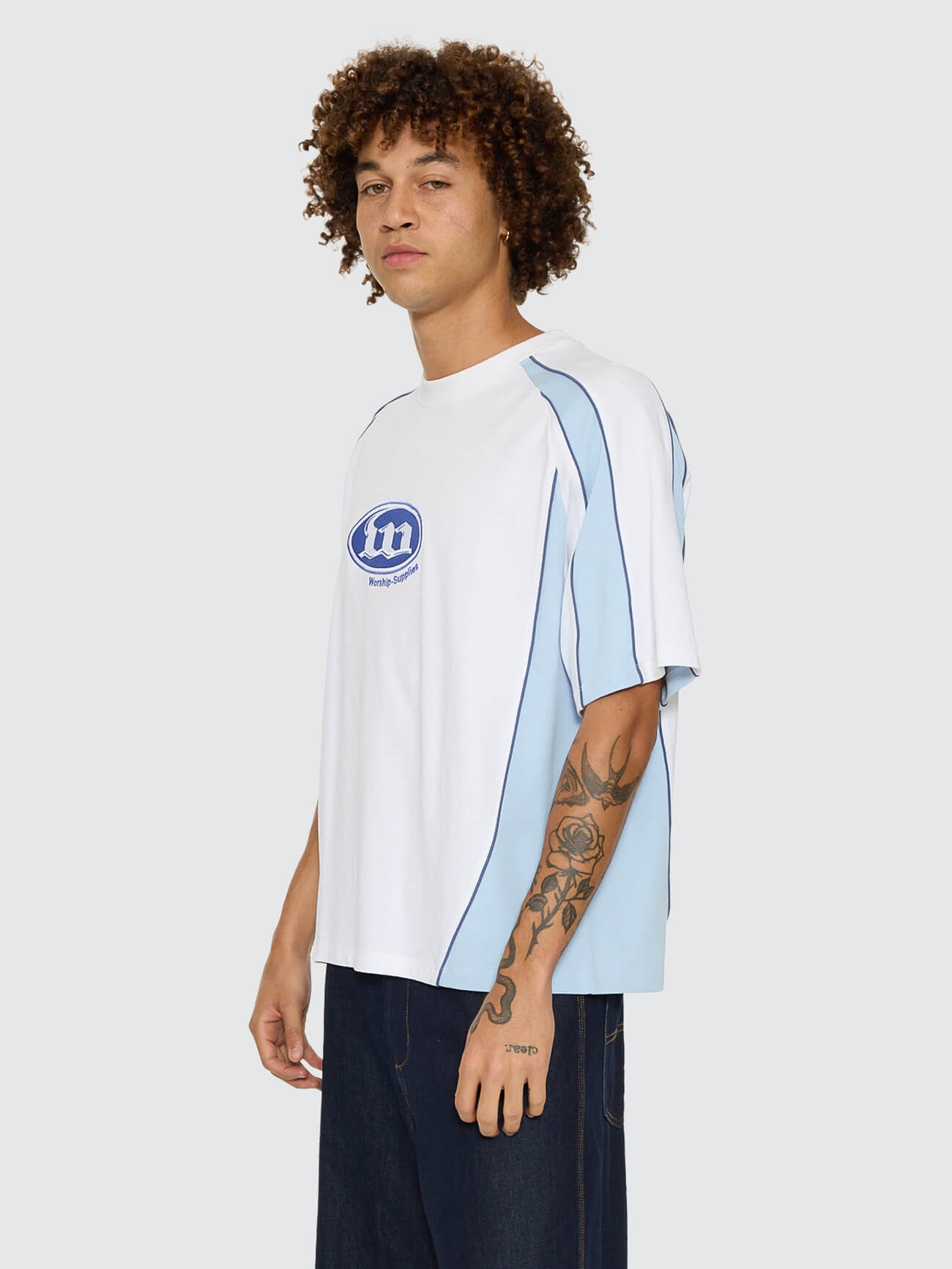 Morality Box Crop Panel Raglan Tee - White XS