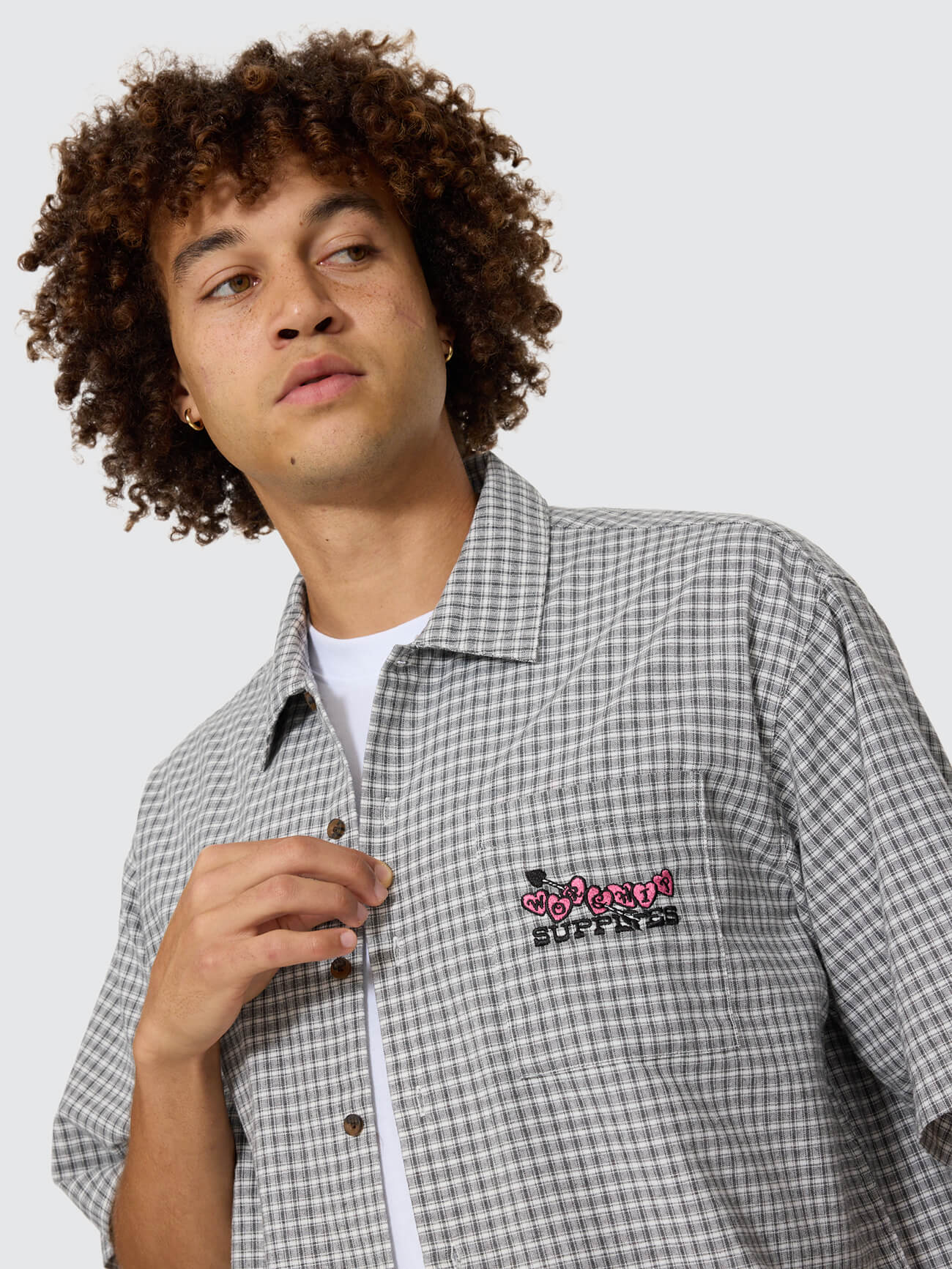 Tainted Love Box Crop Short Sleeve Shirt - Steel Grey XS