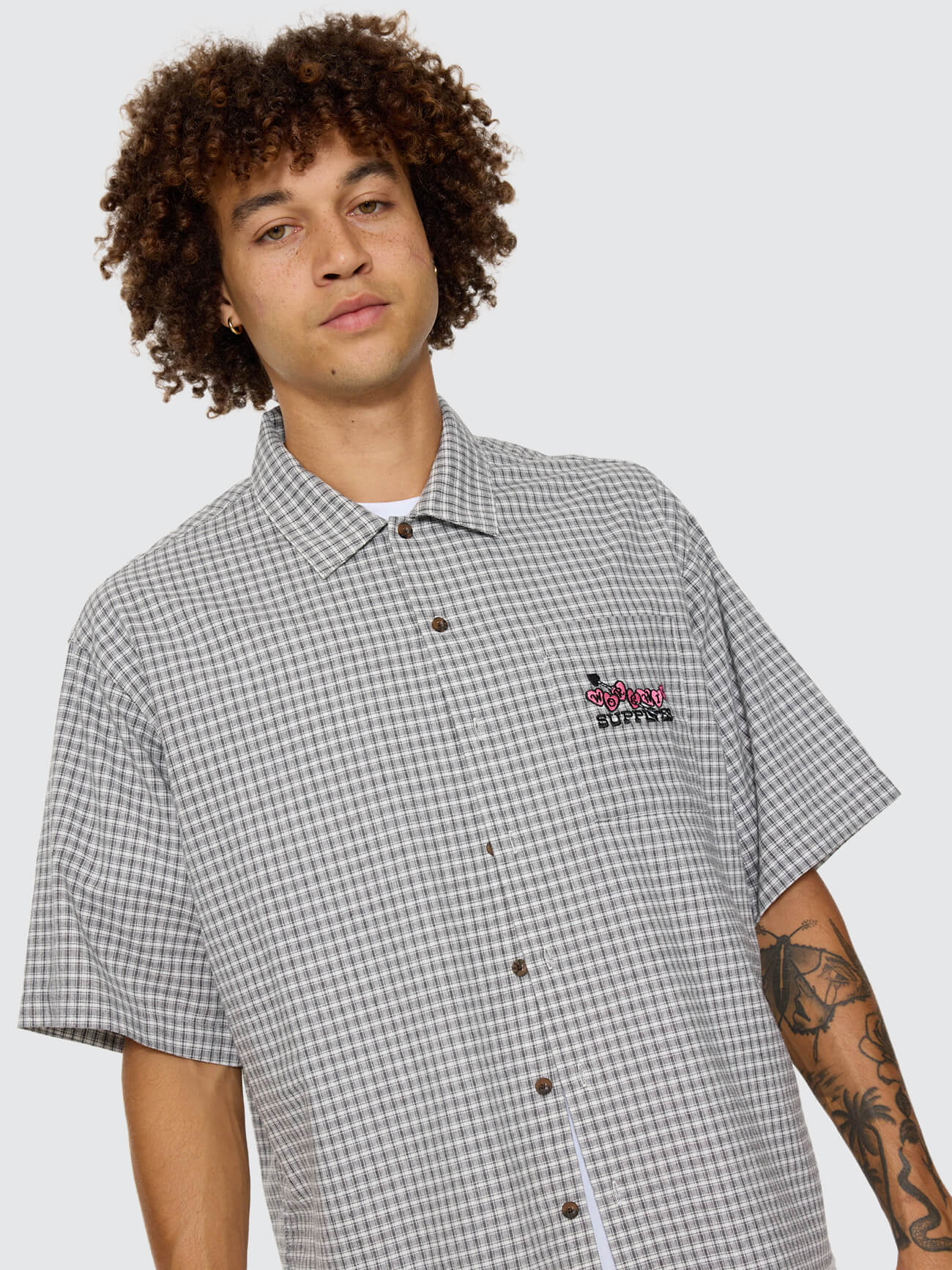 Tainted Love Box Crop Short Sleeve Shirt - Steel Grey XS