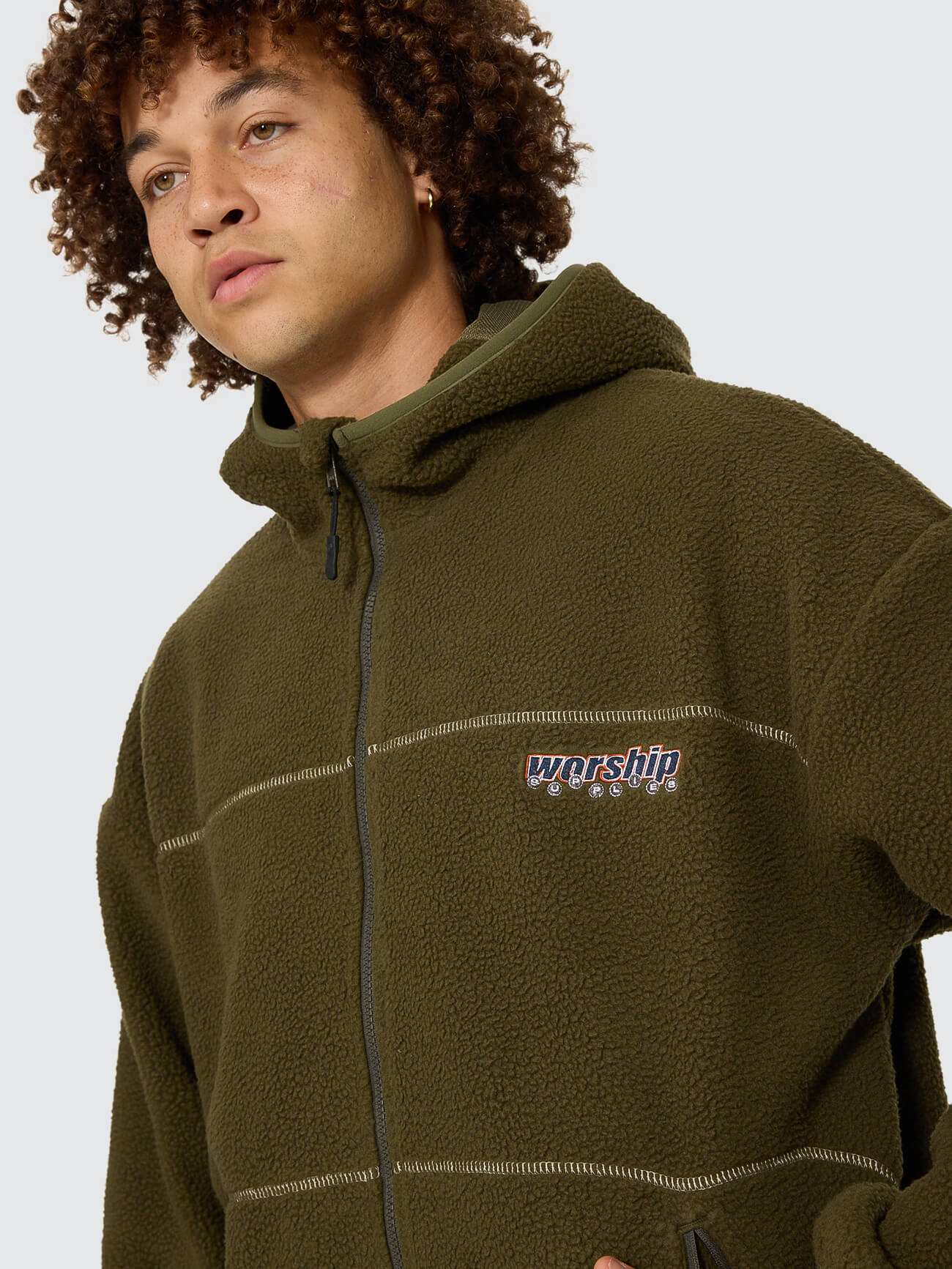 Line Stepper Hooded Sherpa Jacket - Grape Leaf XS