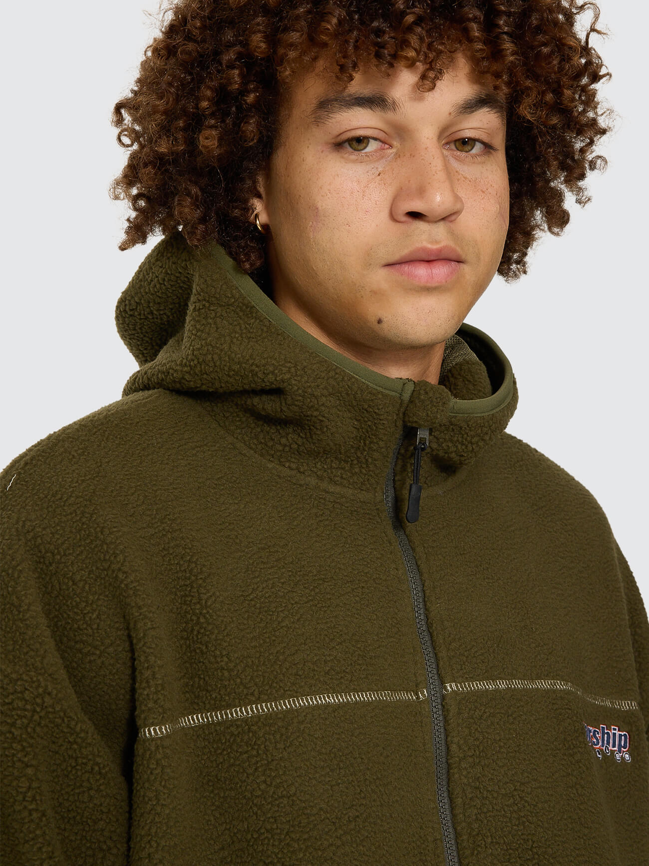 Line Stepper Hooded Sherpa Jacket - Grape Leaf XS