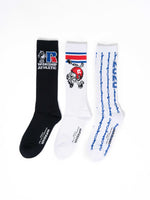 Team Spirit 3 Pack Socks - Black-White-Levitation Blue