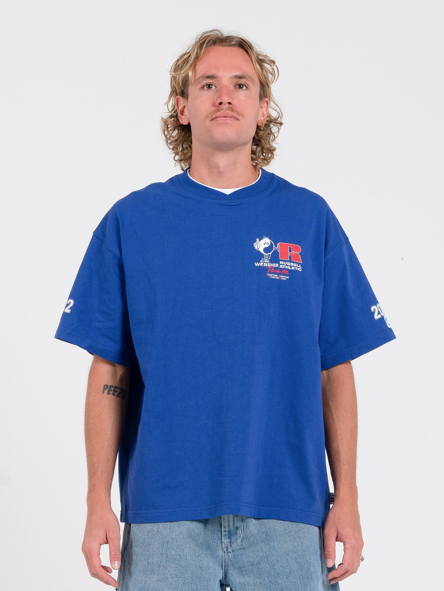 Team Spirit Os Tee - Levitation Blue Vintage Washed