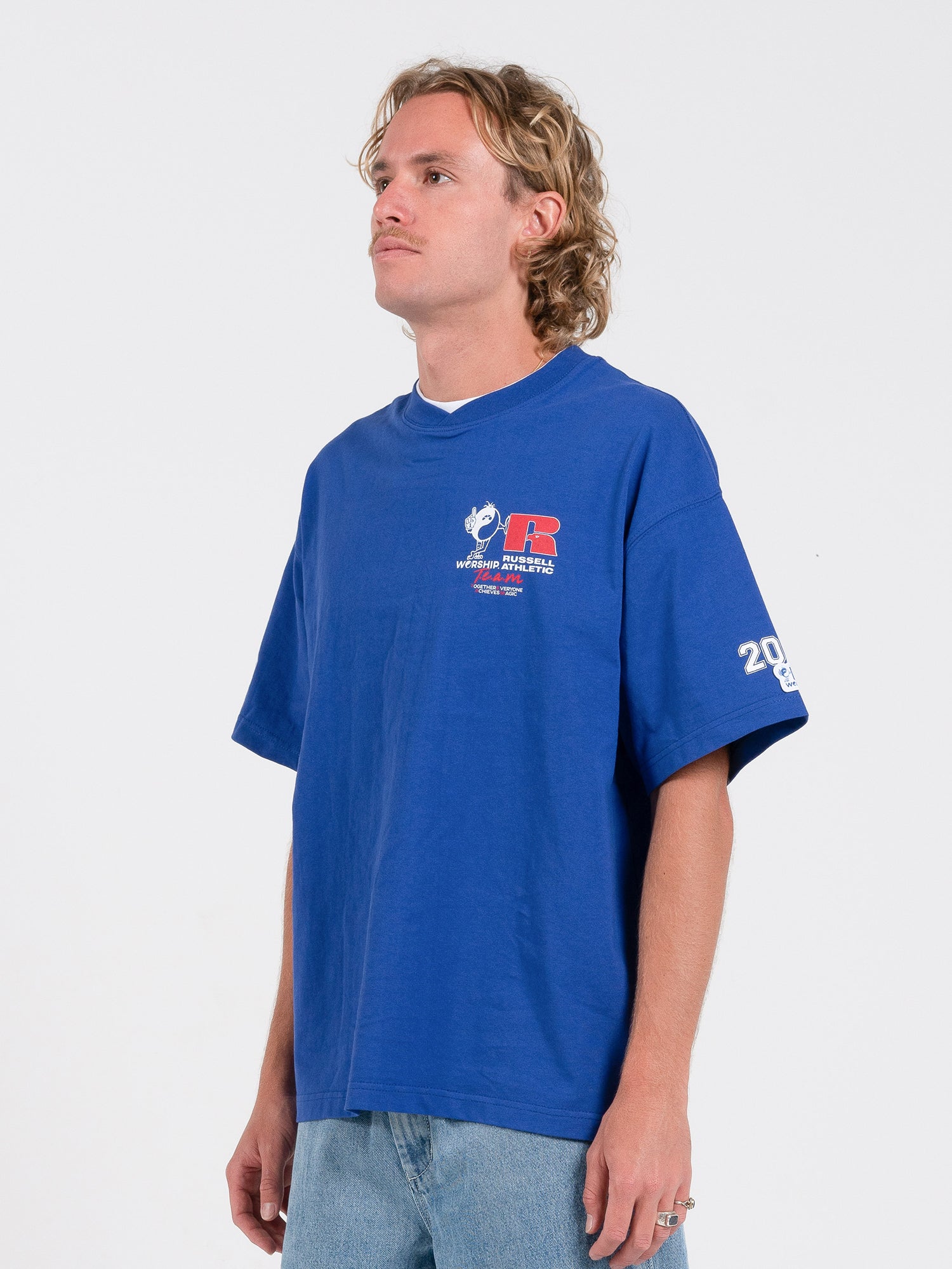 Team Spirit Os Tee - Levitation Blue Vintage Washed