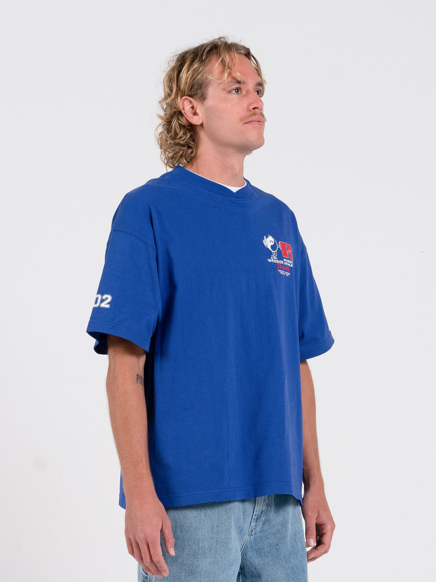 Team Spirit Os Tee - Levitation Blue Vintage Washed