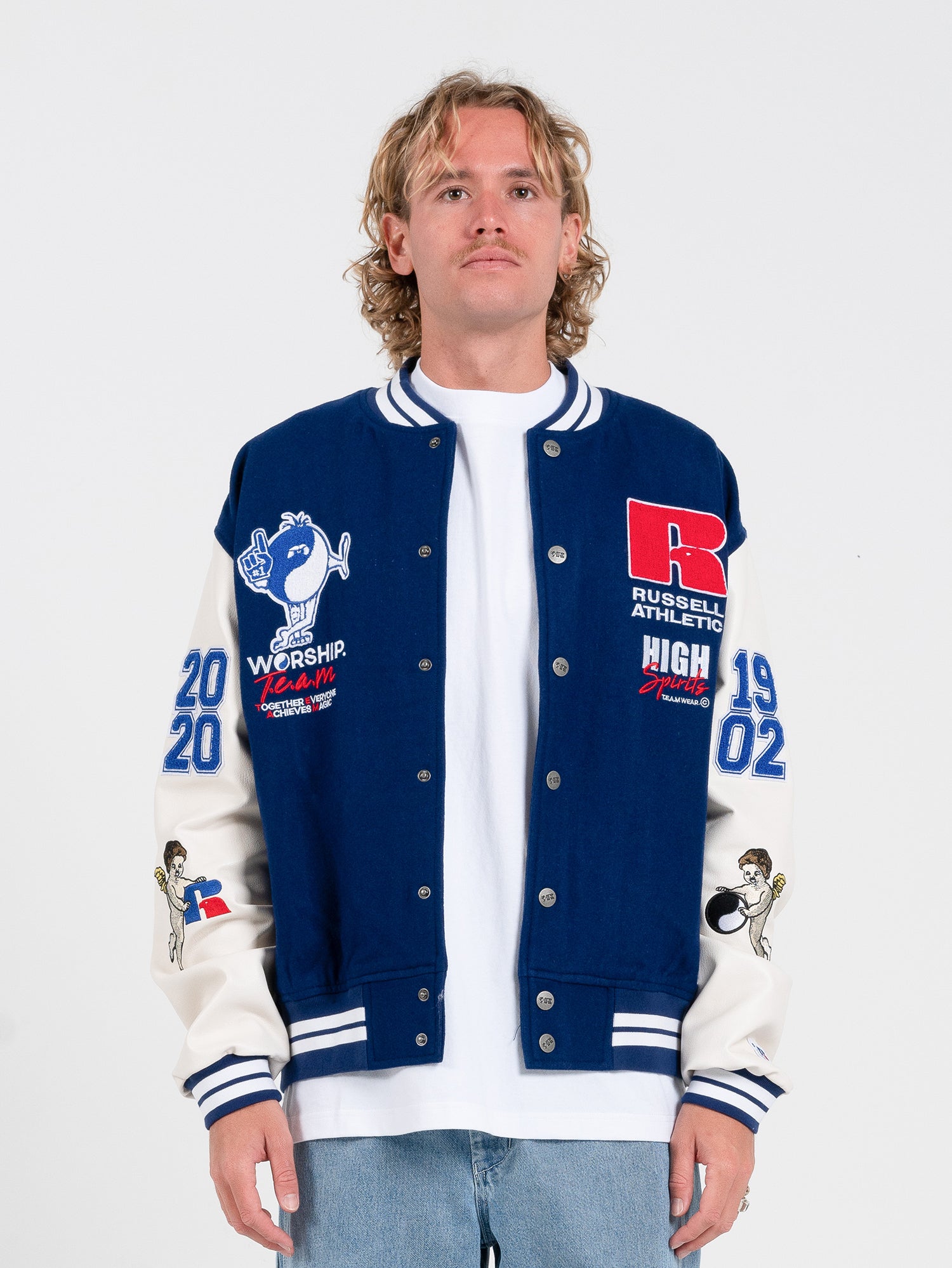 Team Spirit Letterman Jacket - Levitation Blue