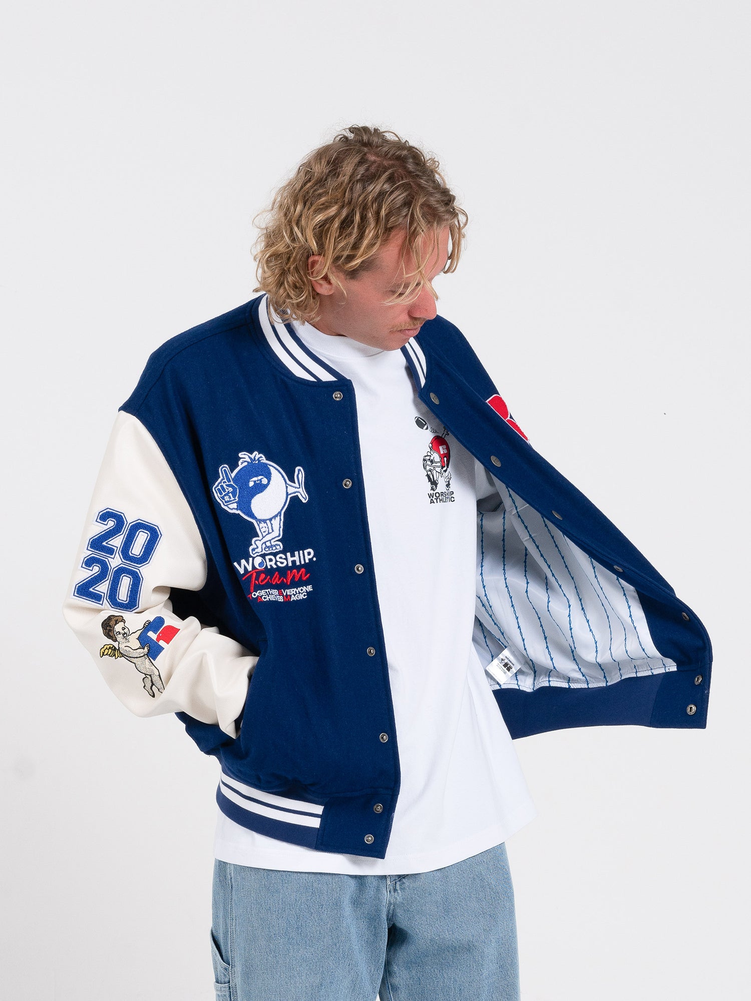 Team Spirit Letterman Jacket - Levitation Blue