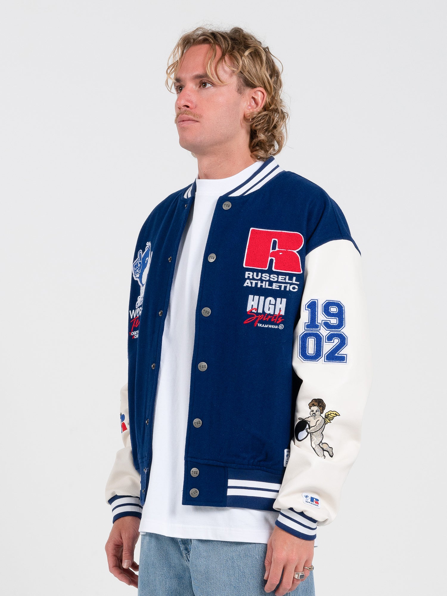 Team Spirit Letterman Jacket - Levitation Blue