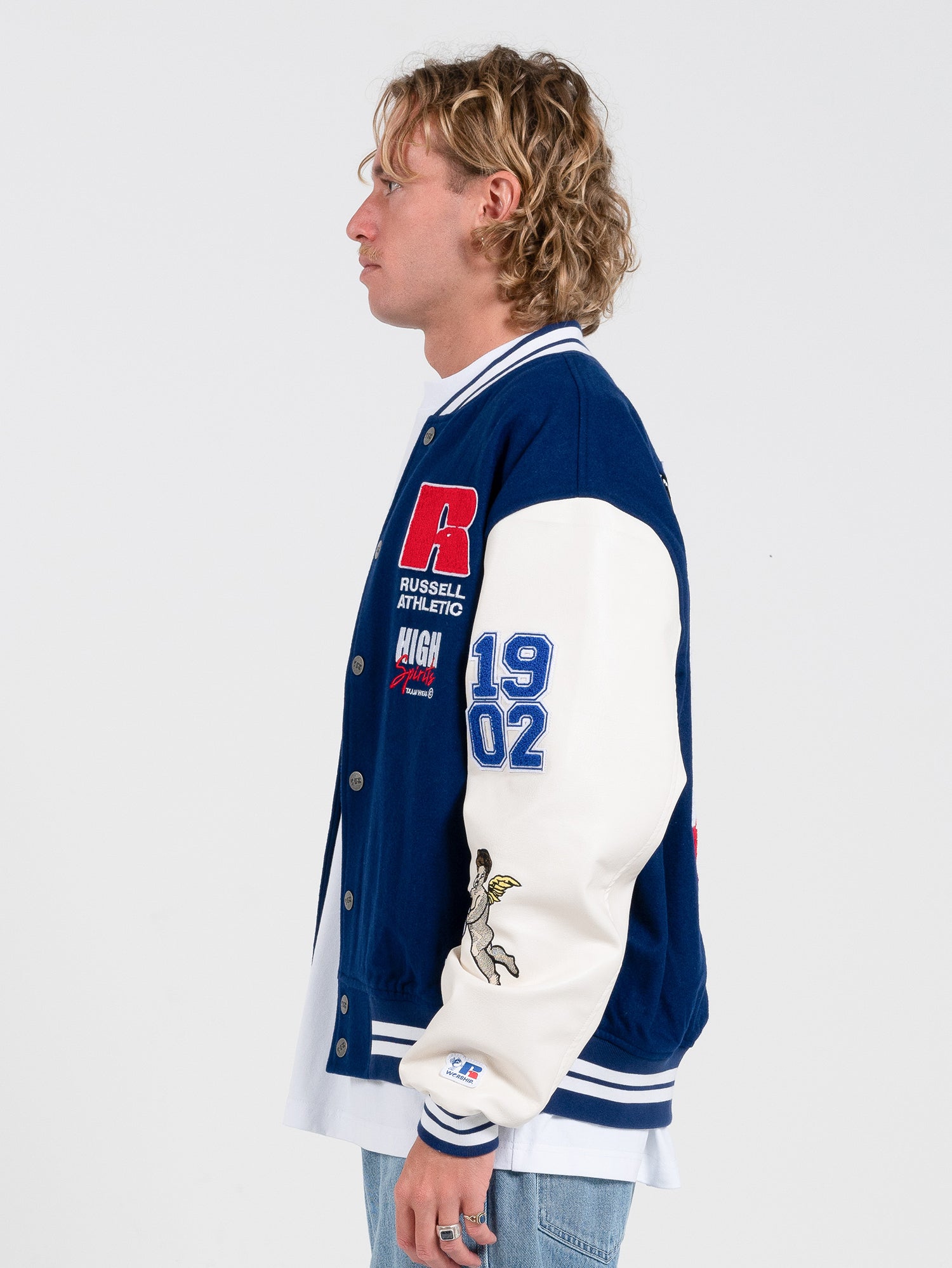 Team Spirit Letterman Jacket - Levitation Blue